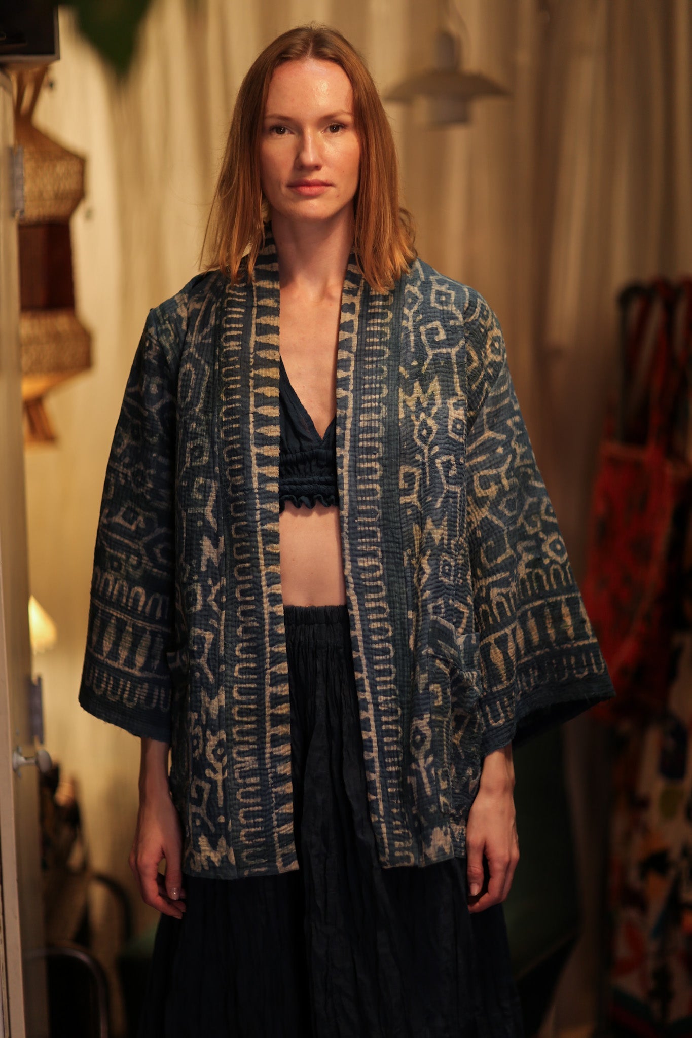 DAMON KANCHON PATTERNED SHORT KIMONO