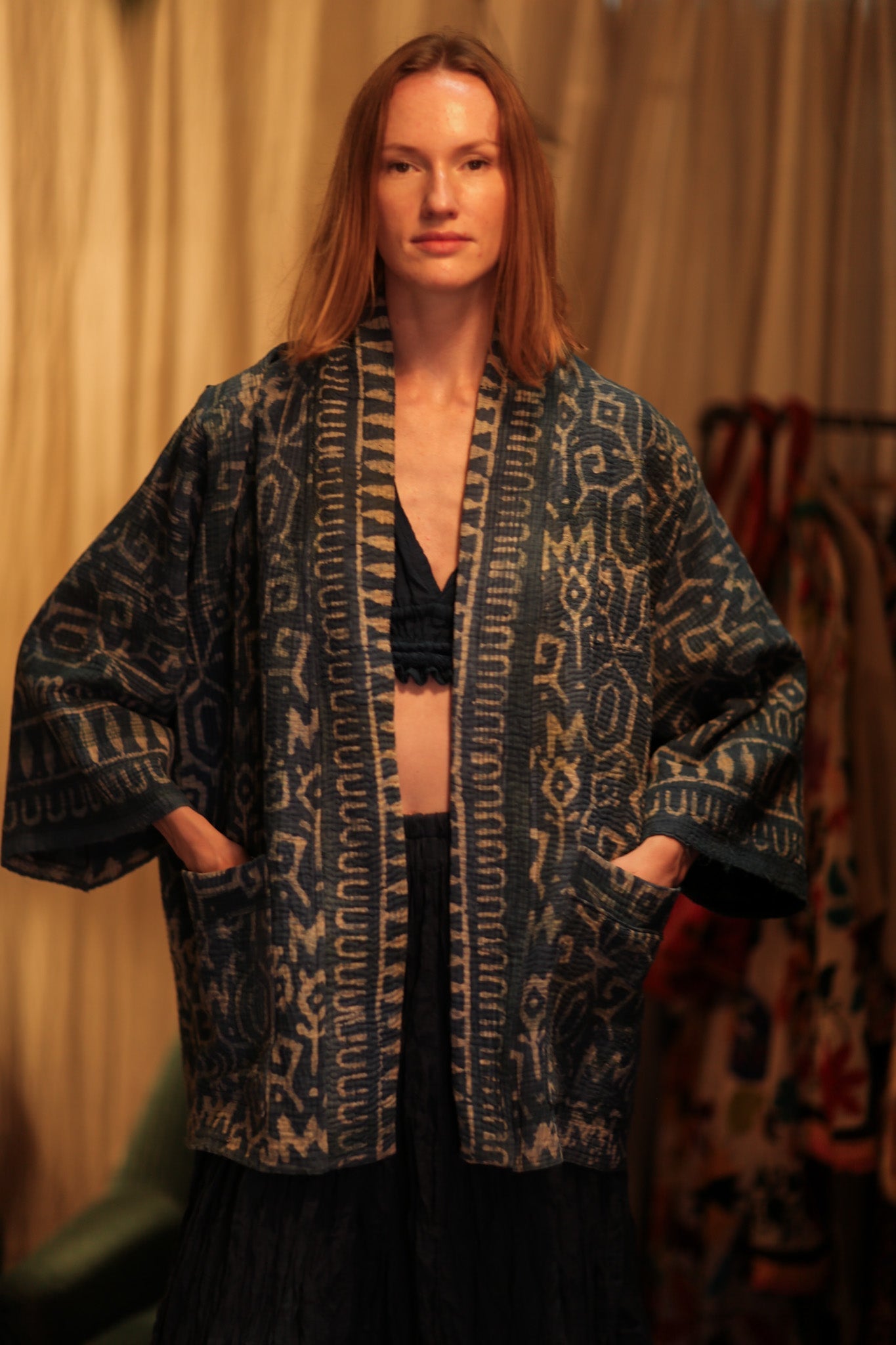 DAMON KANCHON PATTERNED SHORT KIMONO