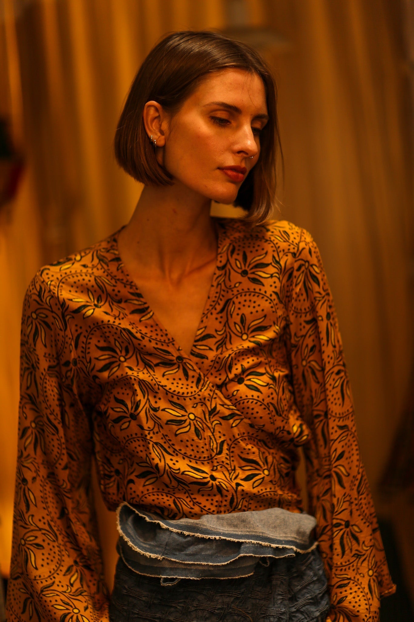SILK WRAP TOP AURELIA GOLDEN YELLOW
