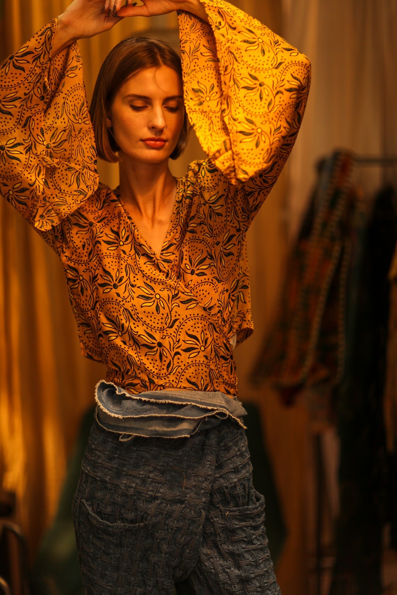 SILK WRAP TOP AURELIA GOLDEN YELLOW