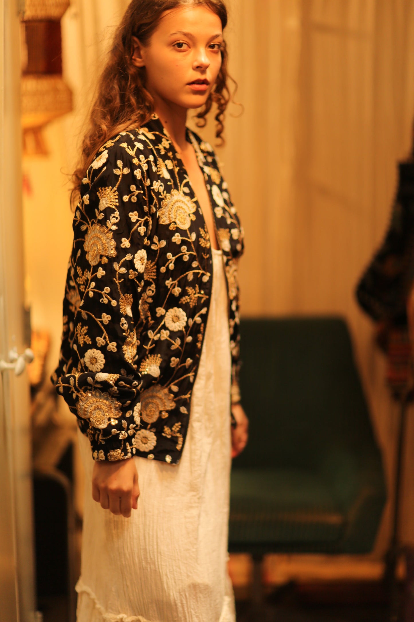 SILK EMBROIDERED BOMBER JACKET ANCHA LISA