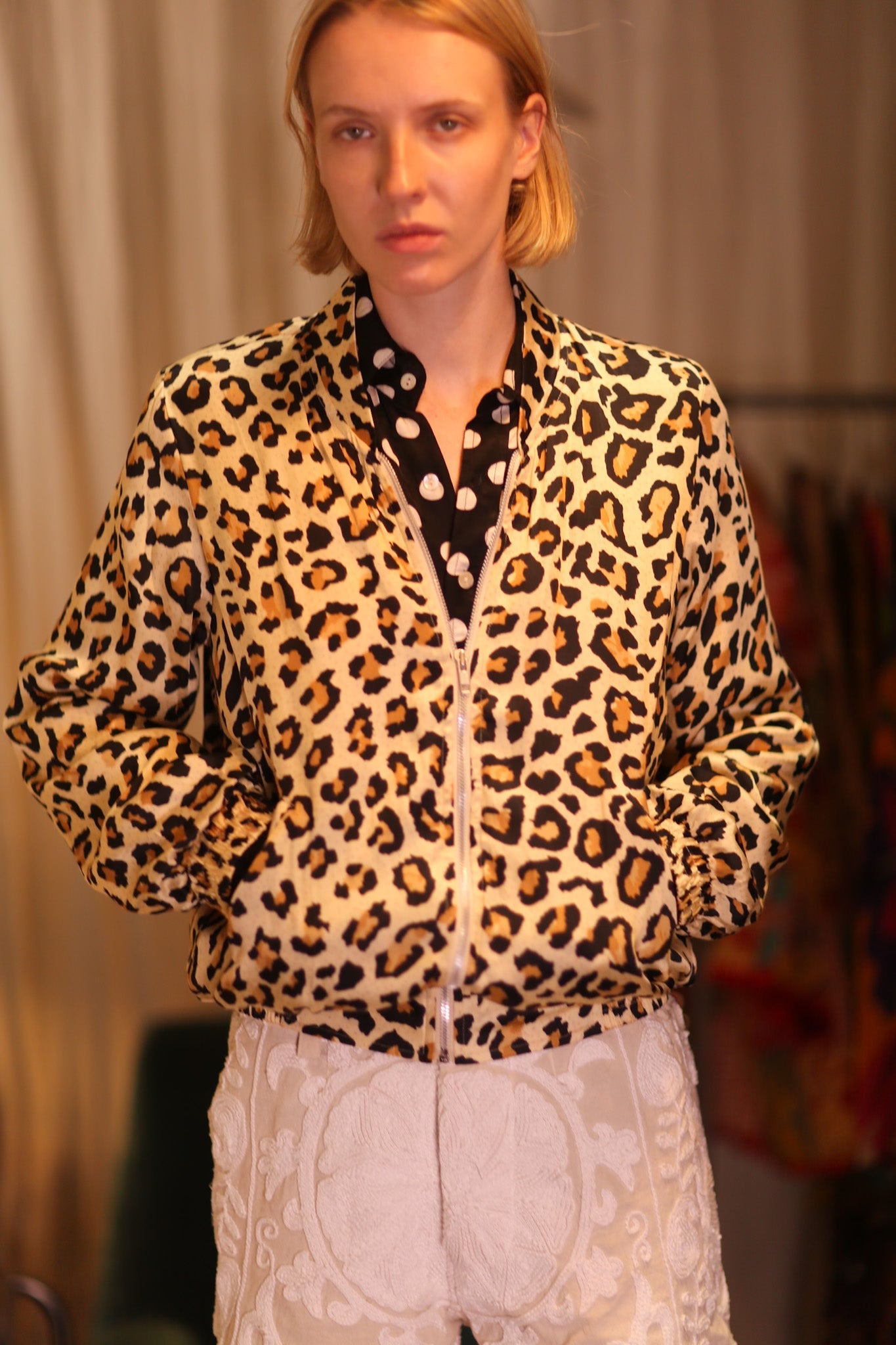 SILK BOMBER JACKET ANCHA LEO PRINT