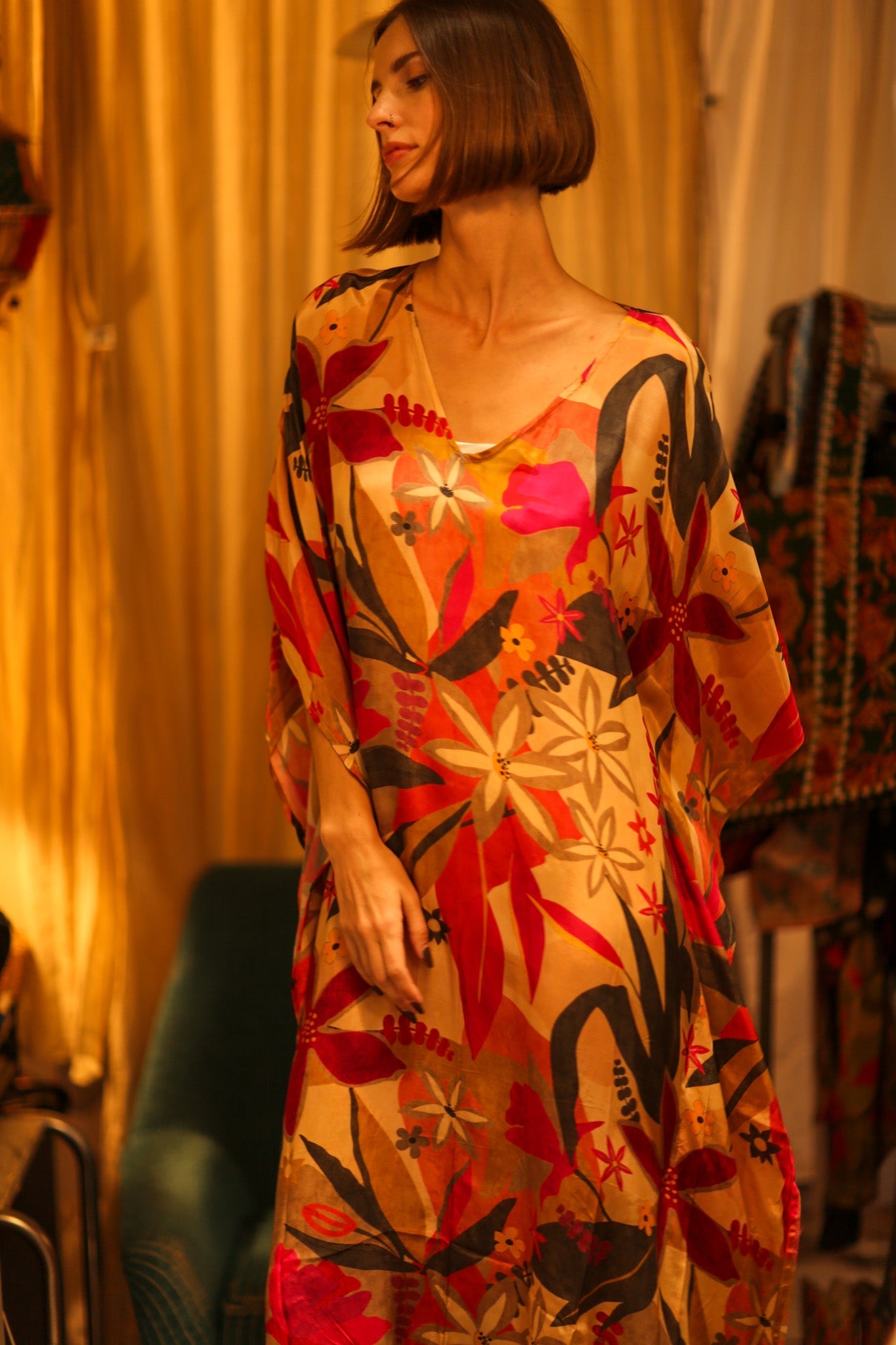 YAYA SILK KAFTAN IN JUNGLE