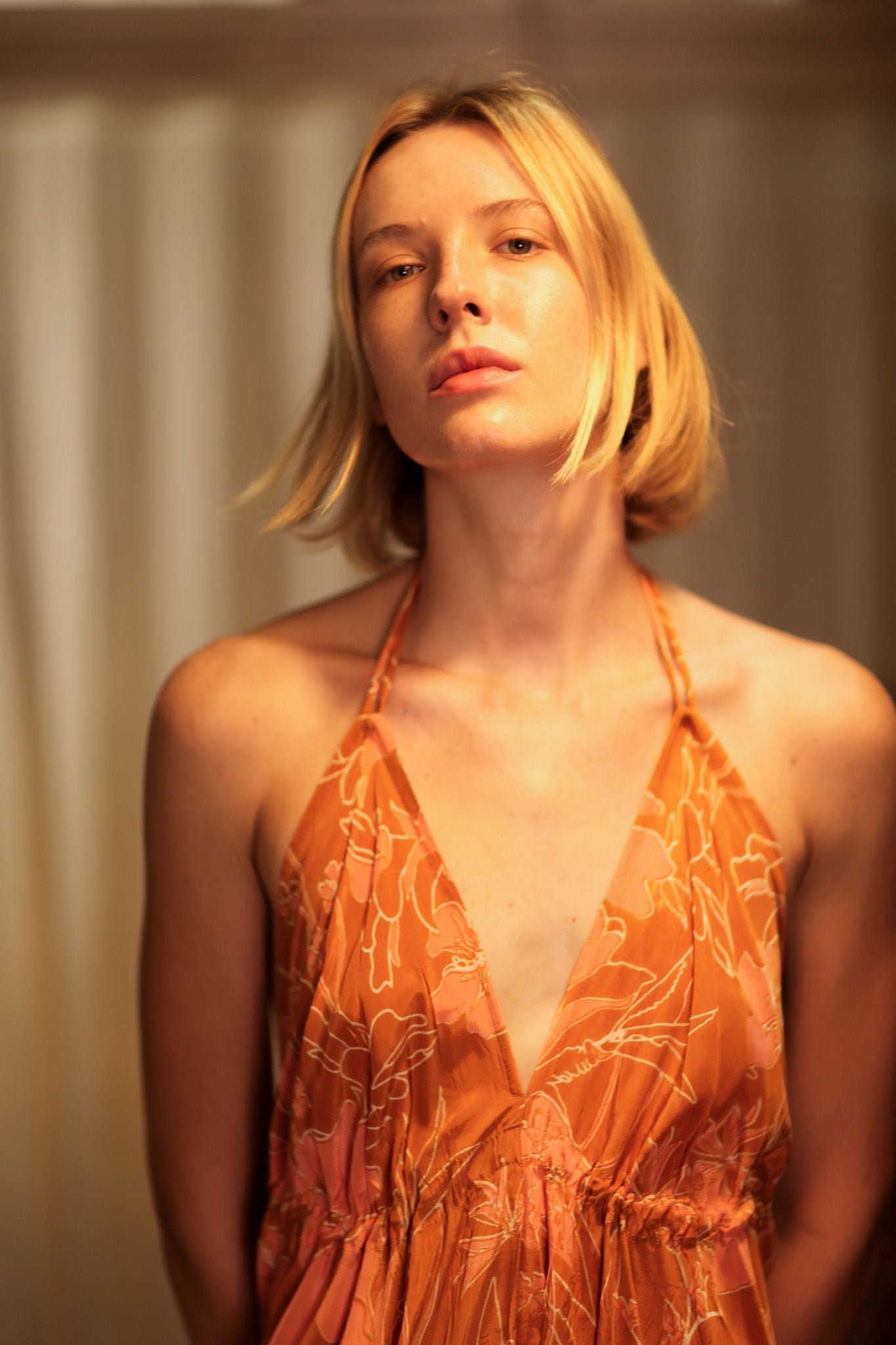 HANNAH SILK DRESS ORANGE FLOWER