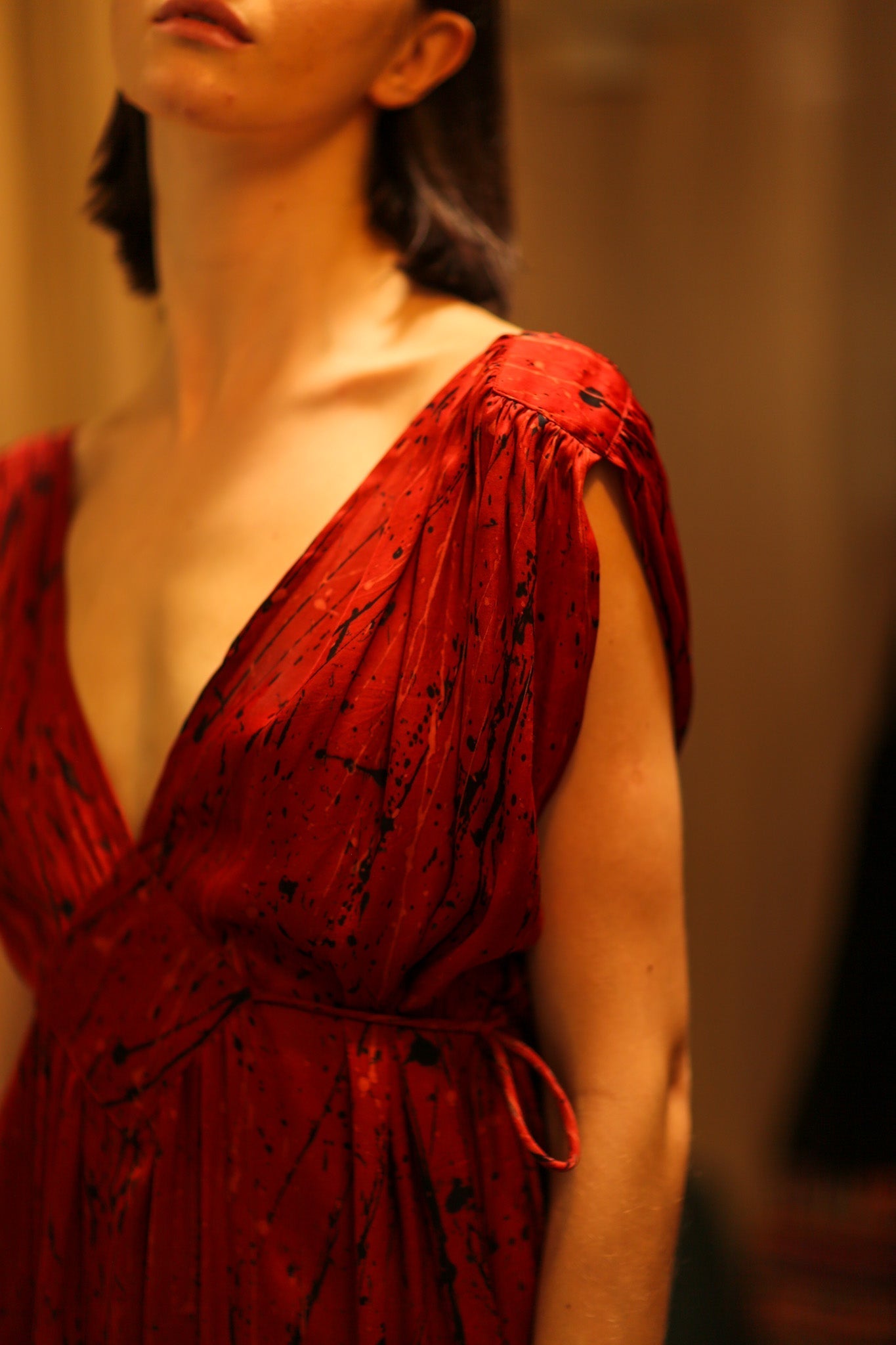 SILK DRESS VICTORIA RED PAINTER