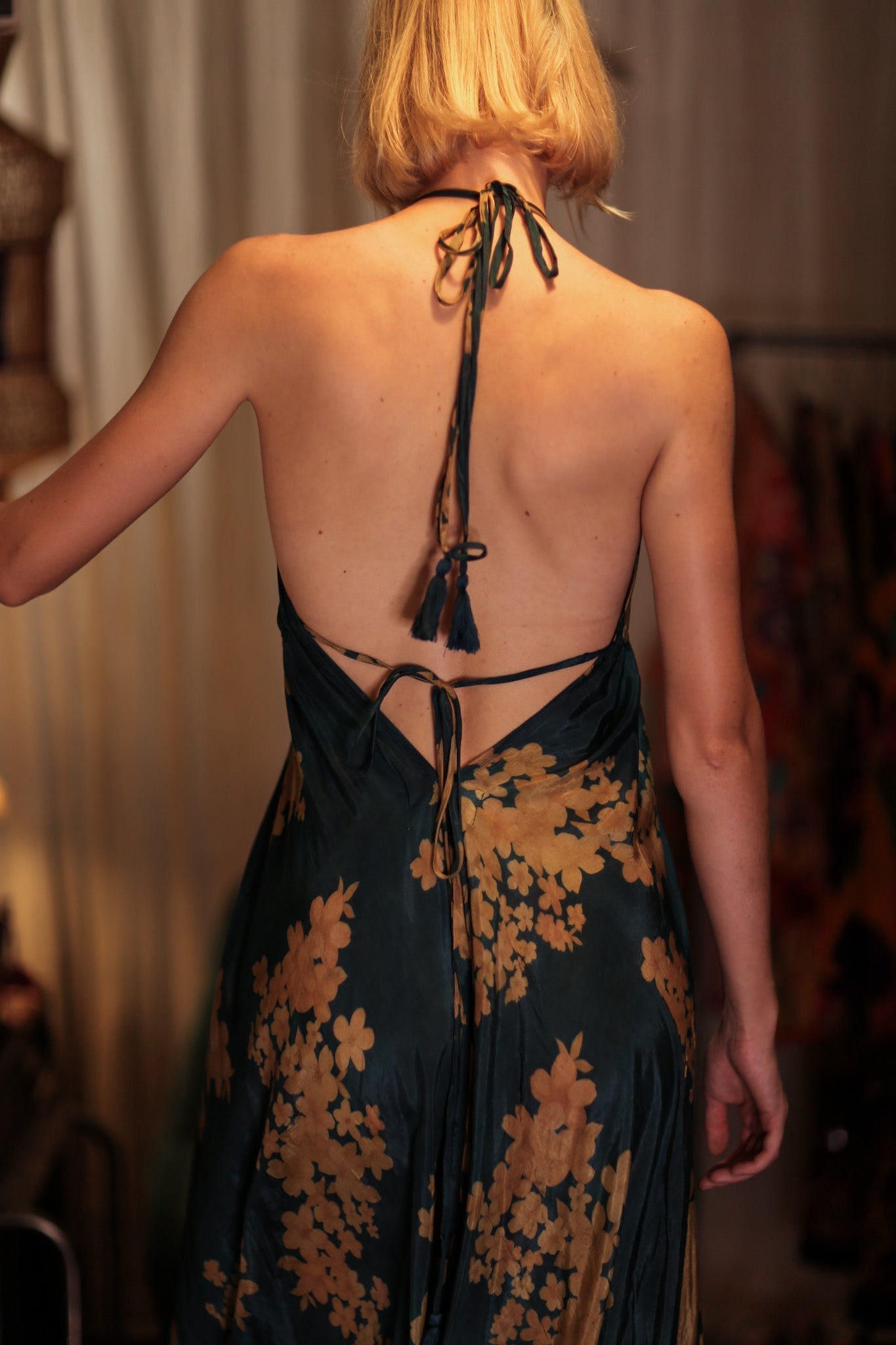 HANNAH SILK DRESS GOLDEN BOUQUET