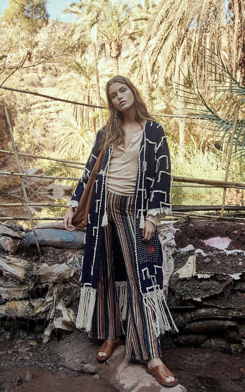 MOMONEWYORK FREE PEOPLE Amelia Crochet Fringe Kimono