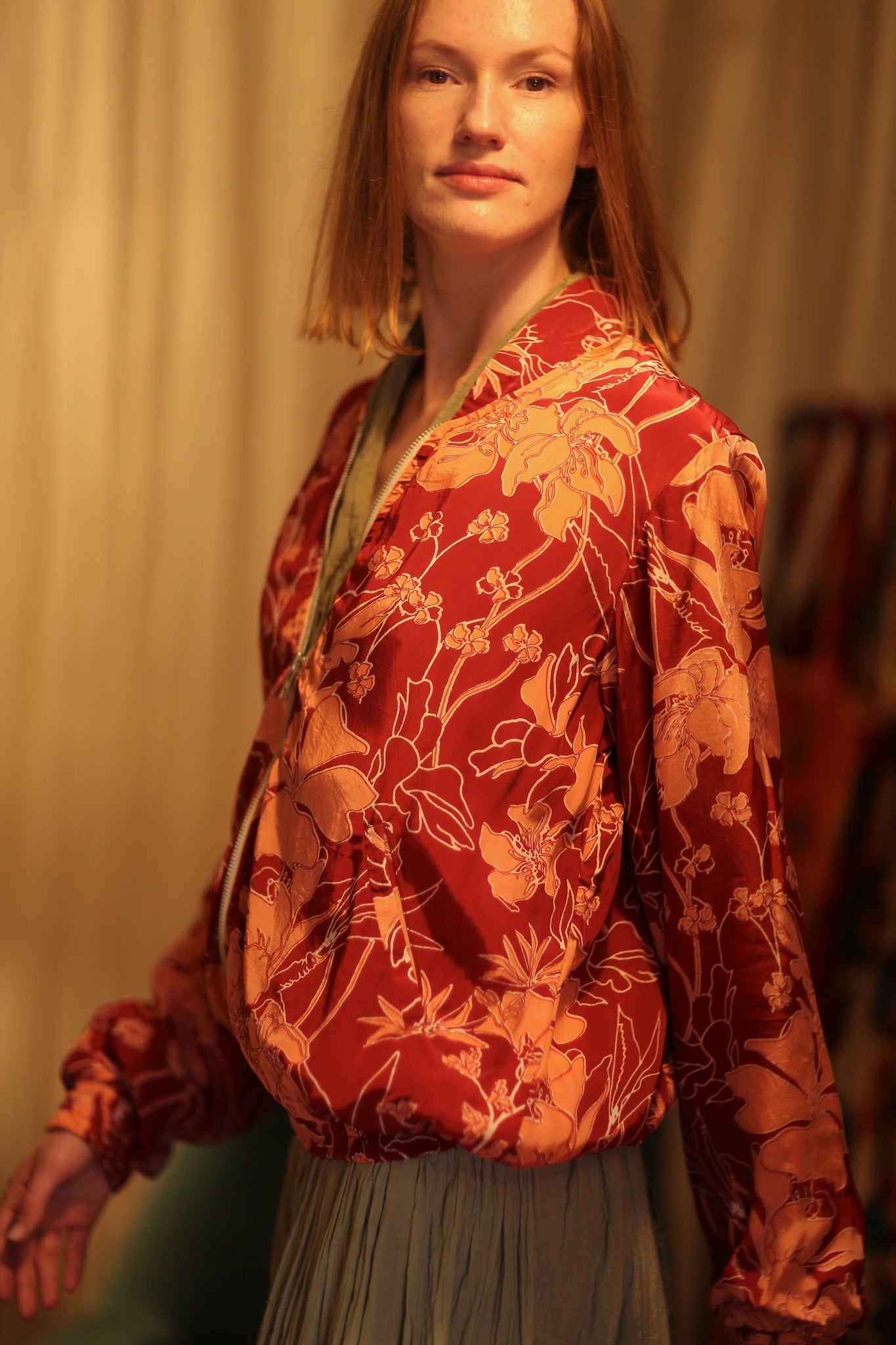 ANCHA SILK BOMBER JACKET RED JUNGLE - MOMO STUDIO BERLIN - Berlin Concept Store - sustainable & ethical fashion