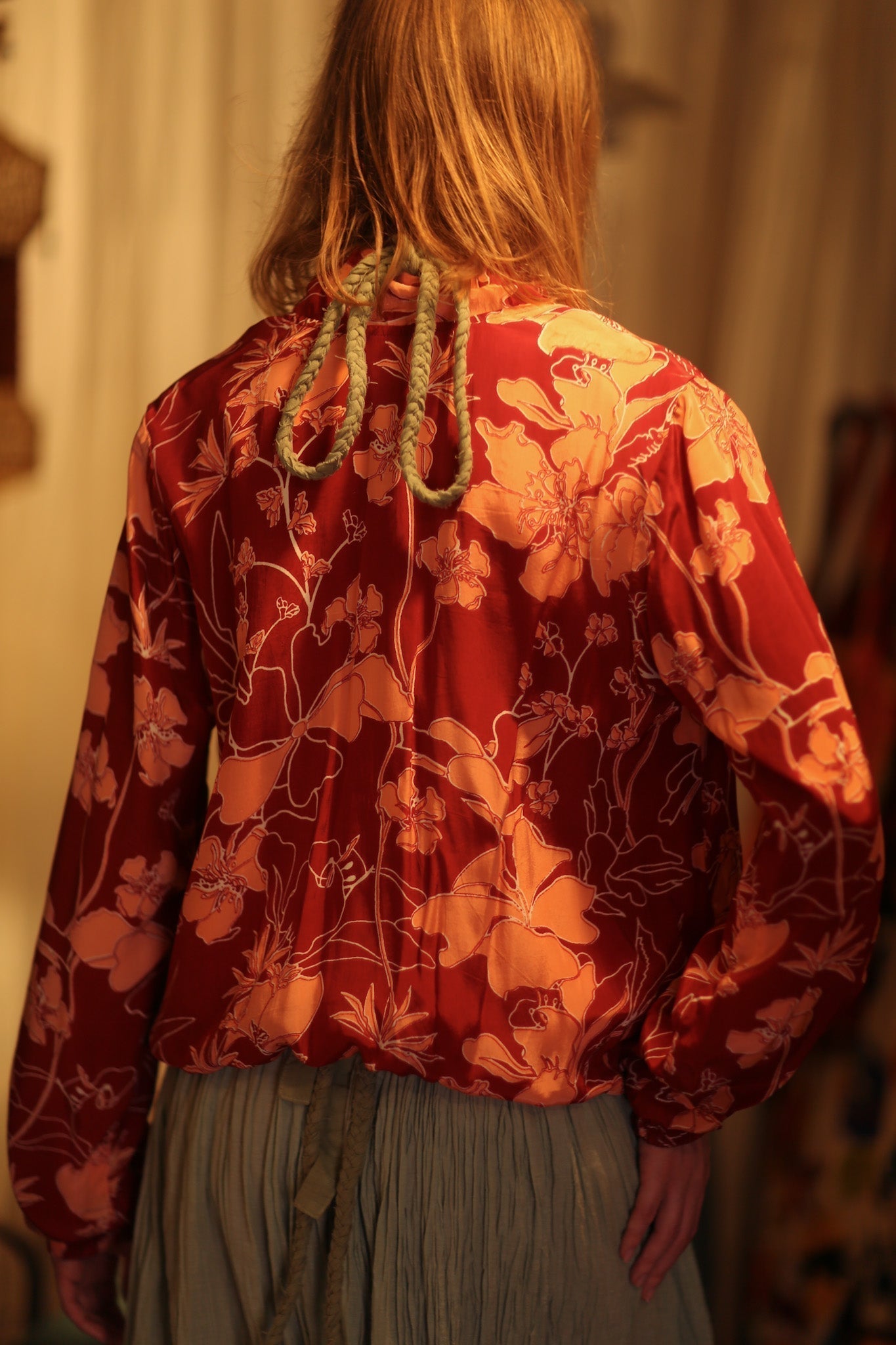 ANCHA SILK BOMBER JACKET RED JUNGLE - MOMO STUDIO BERLIN - Berlin Concept Store - sustainable & ethical fashion