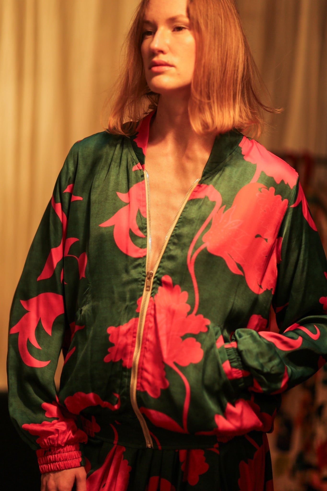 ANCHA SILK BOMBER PINK VINES - MOMO STUDIO BERLIN - Berlin Concept Store - sustainable & ethical fashion