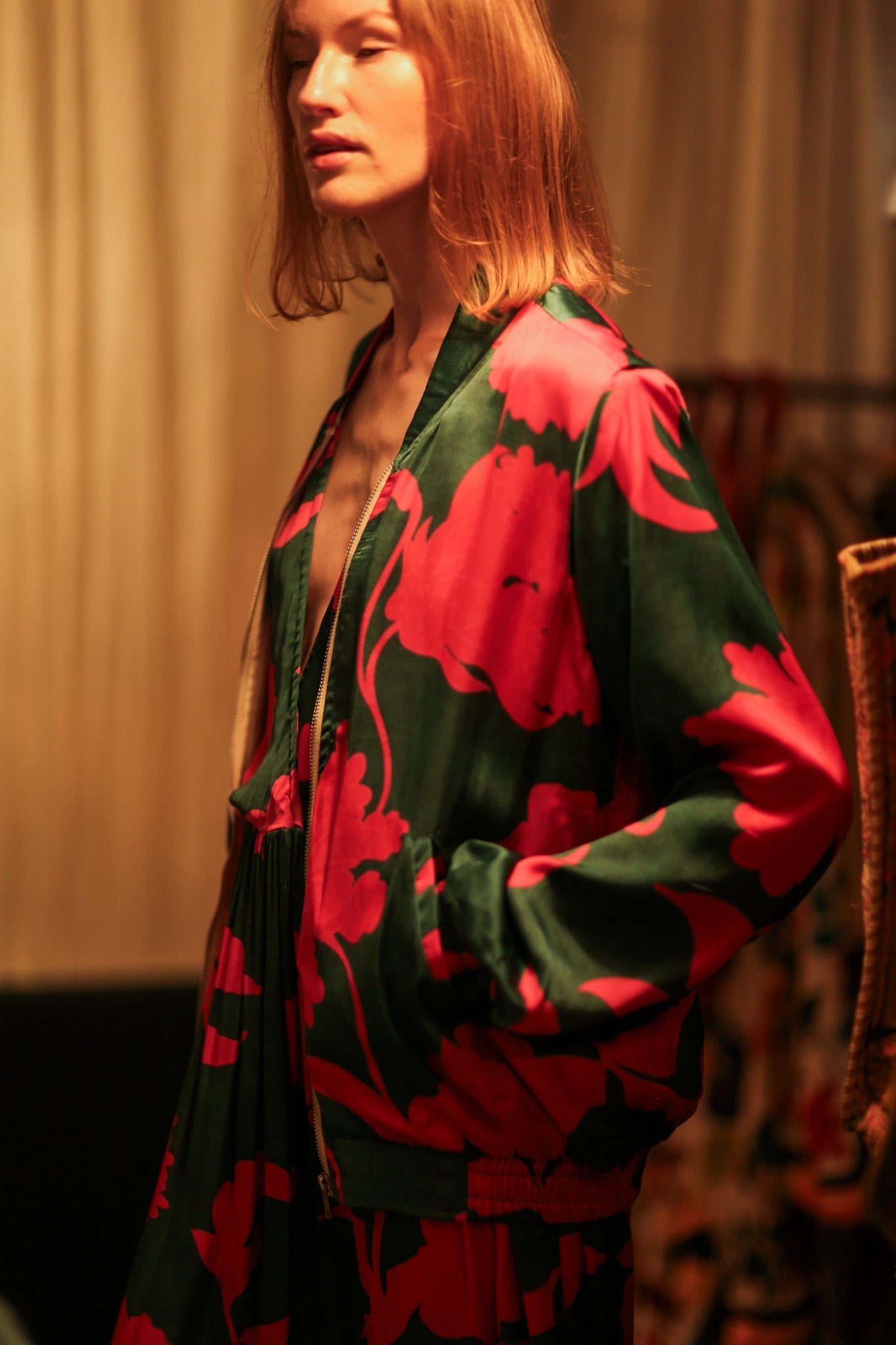 ANCHA SILK BOMBER PINK VINES - MOMO STUDIO BERLIN - Berlin Concept Store - sustainable & ethical fashion