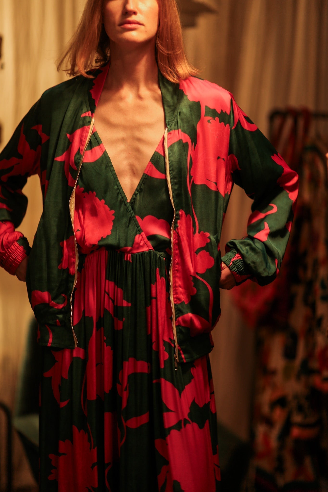 ANCHA SILK BOMBER PINK VINES - MOMO STUDIO BERLIN - Berlin Concept Store - sustainable & ethical fashion