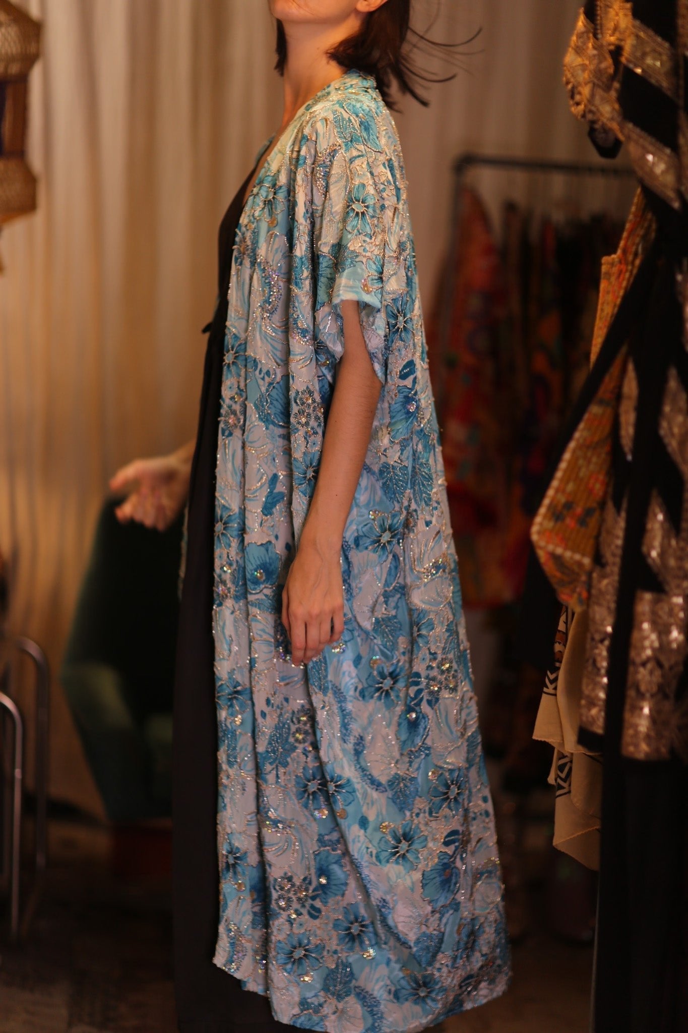 ANDREA EMBROIDERED KIMONO SKY BLUE - MOMO STUDIO BERLIN - Berlin Concept Store - sustainable & ethical fashion