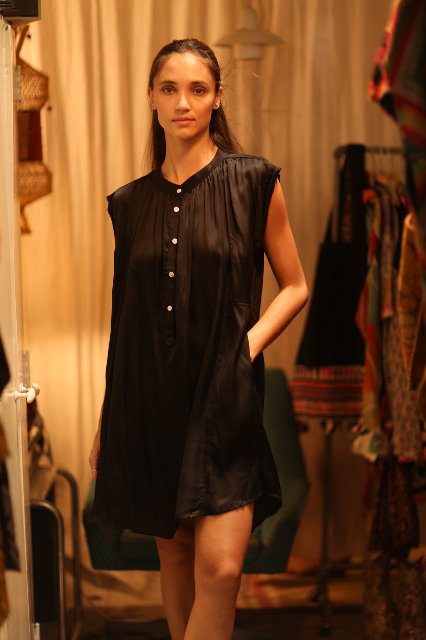 BLACK SILK DRESS MARY - MOMO STUDIO BERLIN - Berlin Concept Store - sustainable & ethical fashion