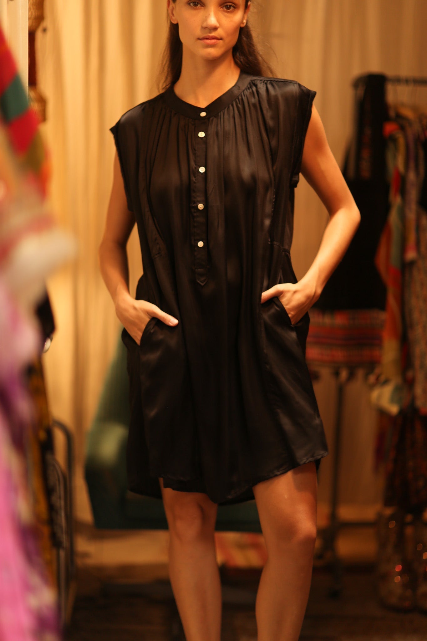 BLACK SILK DRESS MARY - MOMO STUDIO BERLIN - Berlin Concept Store - sustainable & ethical fashion