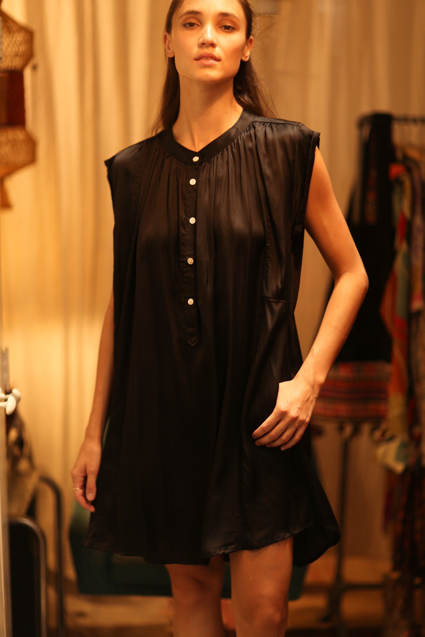 BLACK SILK DRESS MARY - MOMO STUDIO BERLIN - Berlin Concept Store - sustainable & ethical fashion