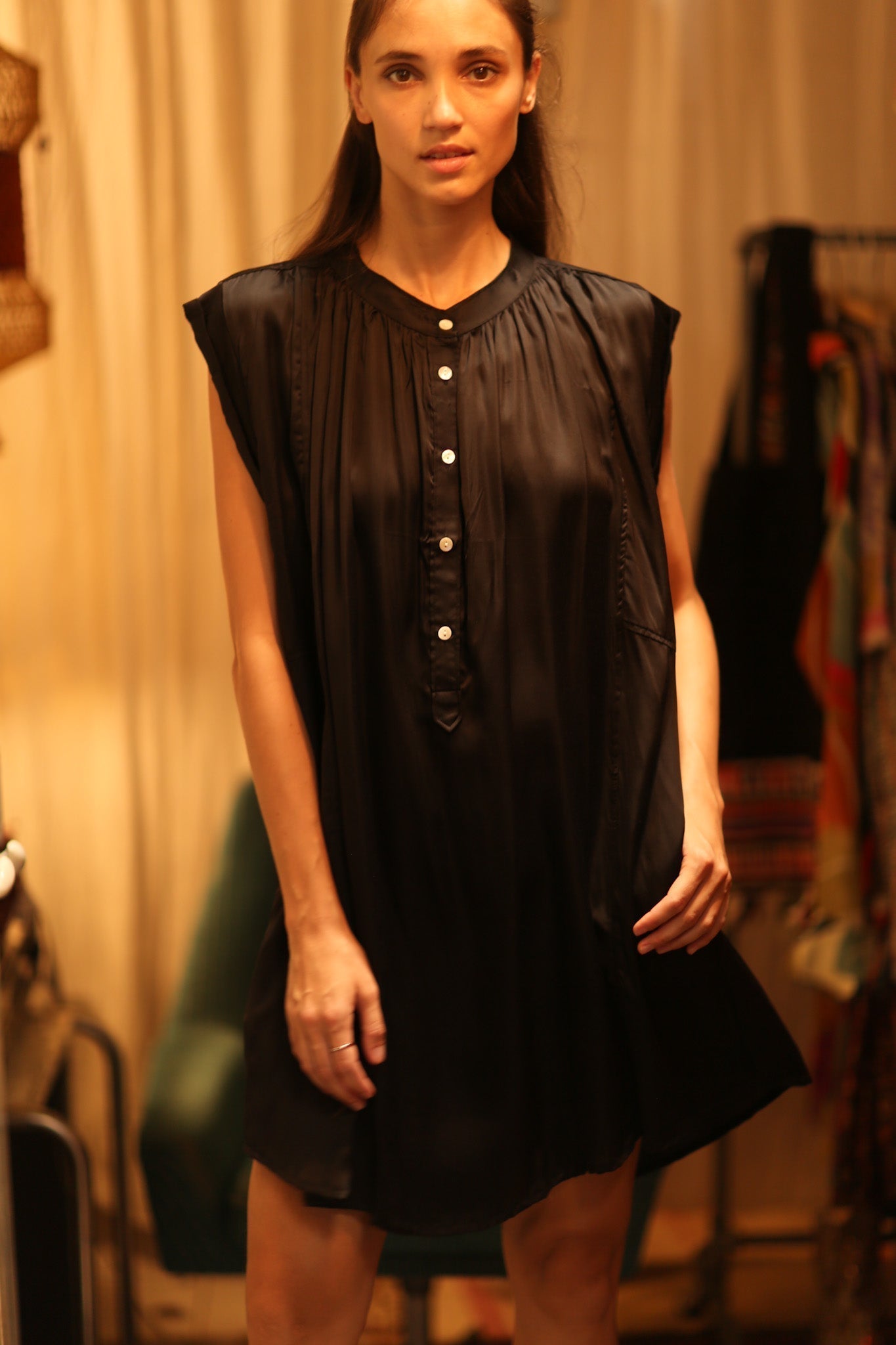 BLACK SILK DRESS MARY - MOMO STUDIO BERLIN - Berlin Concept Store - sustainable & ethical fashion