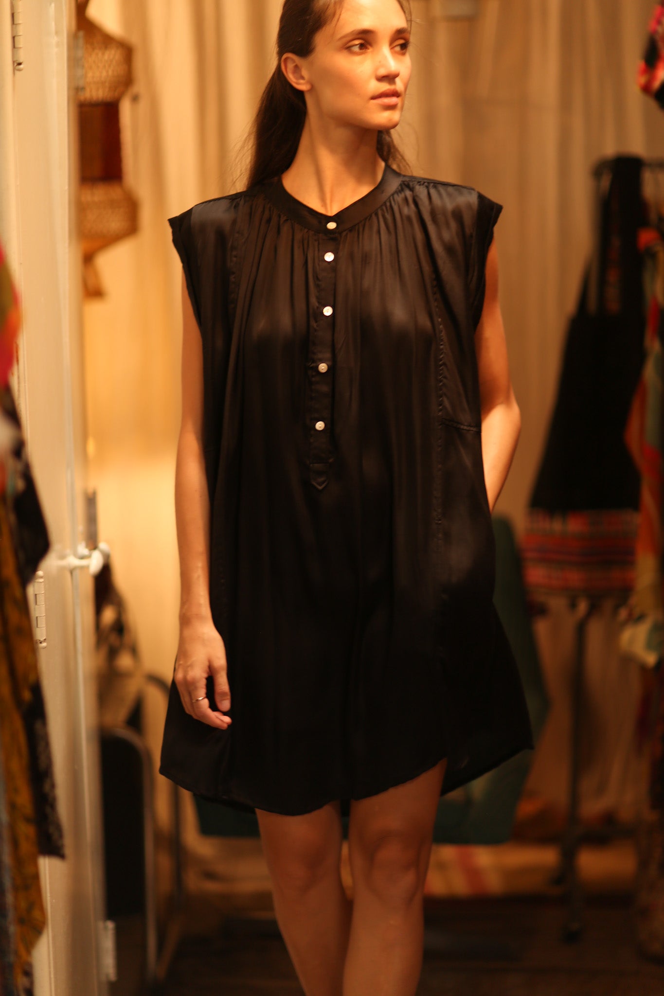 BLACK SILK DRESS MARY - MOMO STUDIO BERLIN - Berlin Concept Store - sustainable & ethical fashion