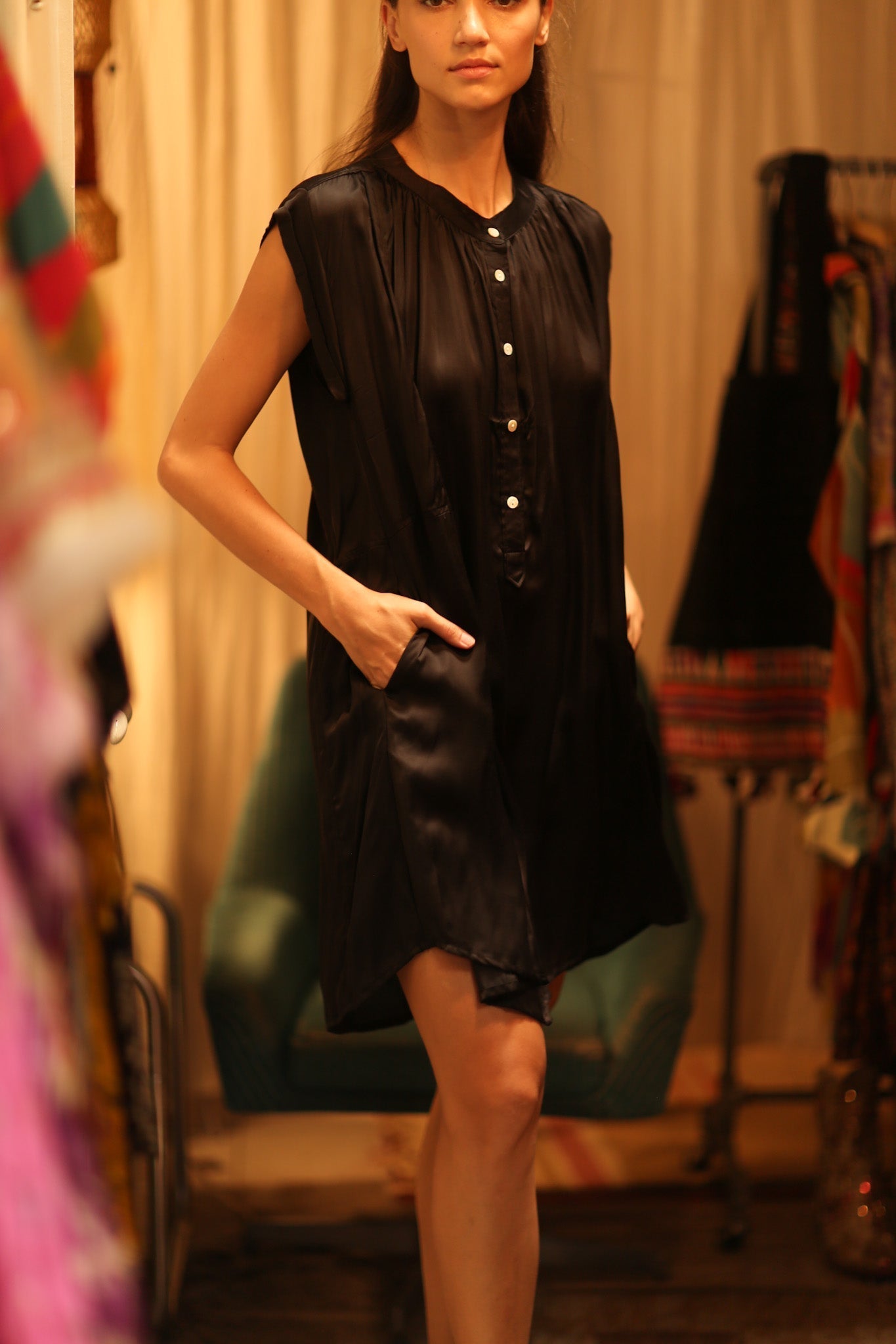 BLACK SILK DRESS MARY - MOMO STUDIO BERLIN - Berlin Concept Store - sustainable & ethical fashion