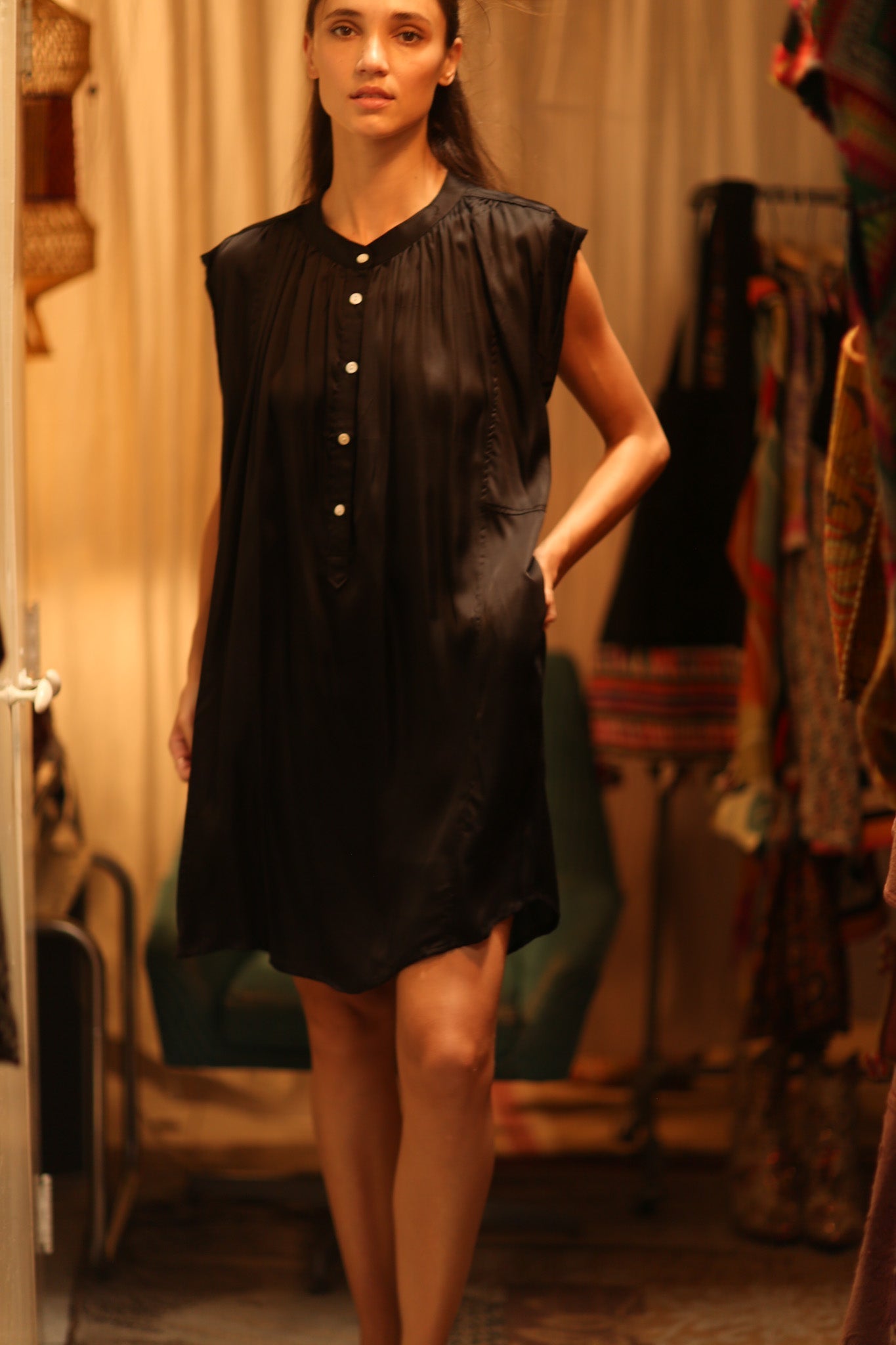 BLACK SILK DRESS MARY - MOMO STUDIO BERLIN - Berlin Concept Store - sustainable & ethical fashion