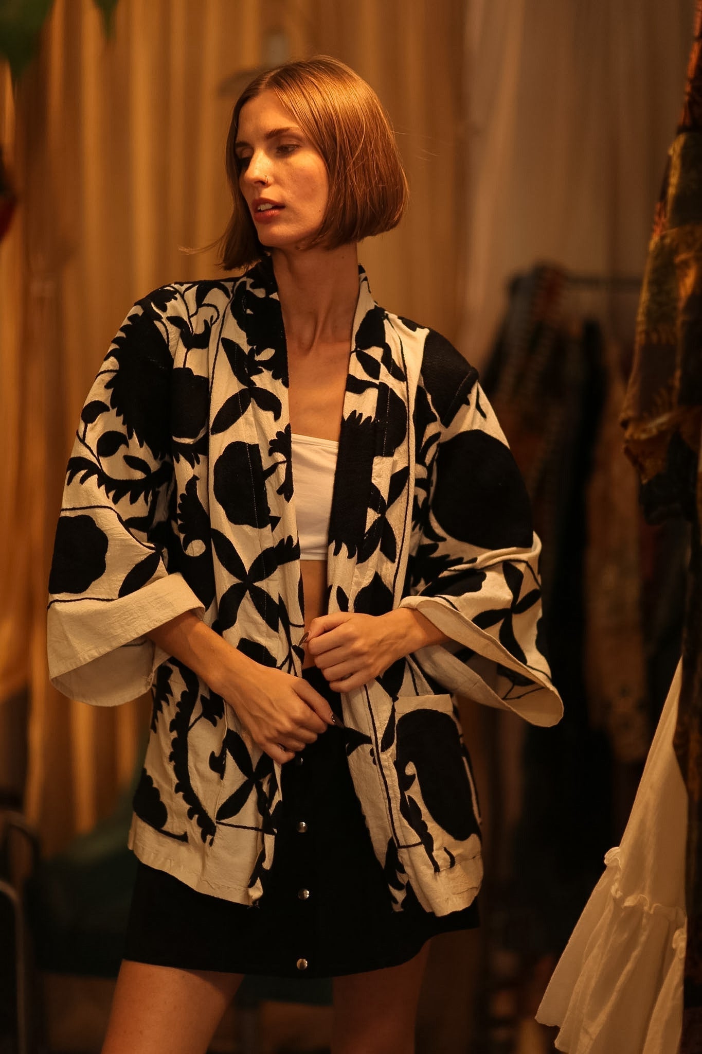 BLACK WHITE SUZANI KIMONO DRISA - MOMO STUDIO BERLIN - Berlin Concept Store - sustainable & ethical fashion