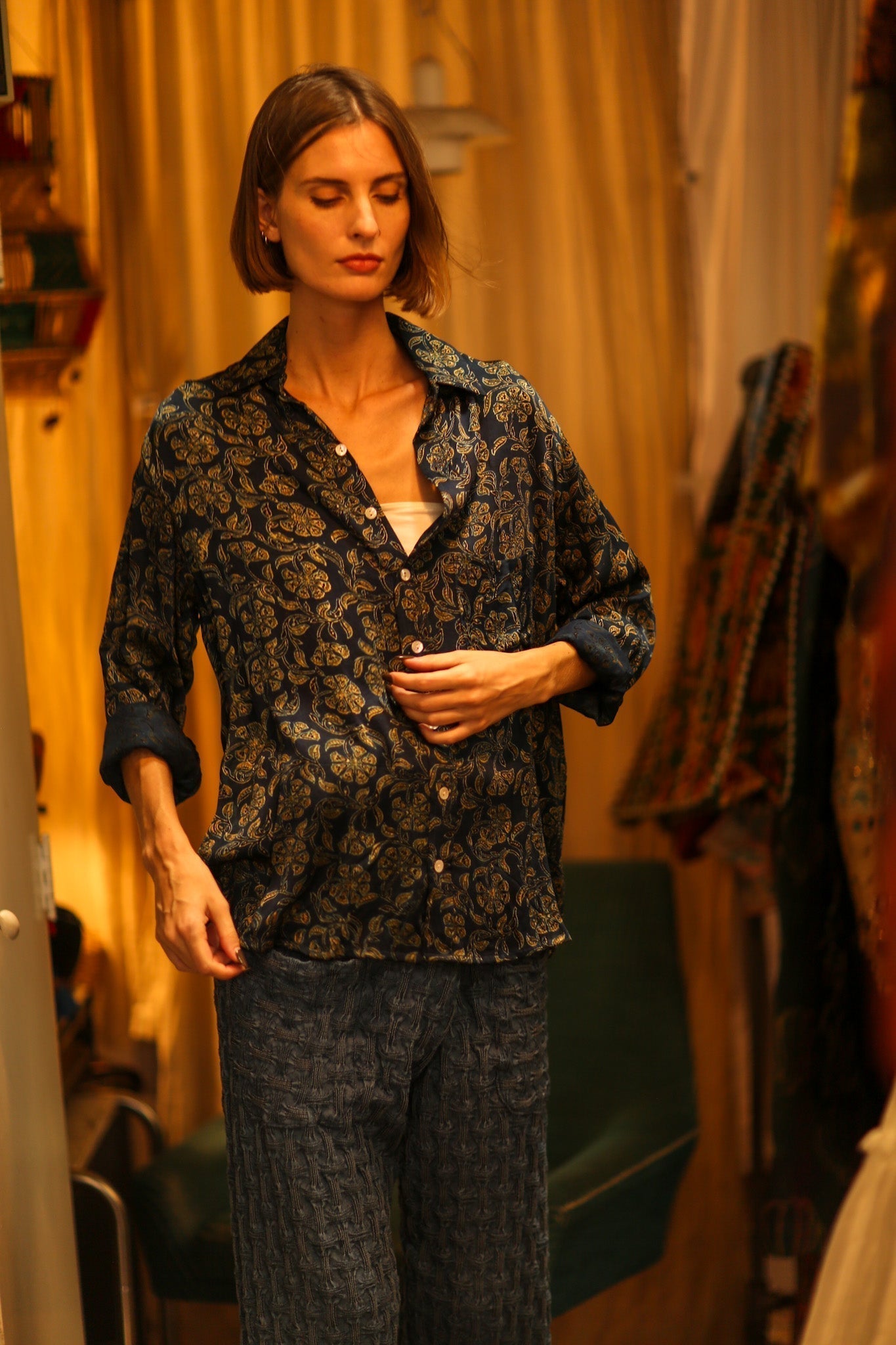BOYFRIEND BILLIE NAVY BLUE FLOWER - MOMO STUDIO BERLIN - Berlin Concept Store - sustainable & ethical fashion