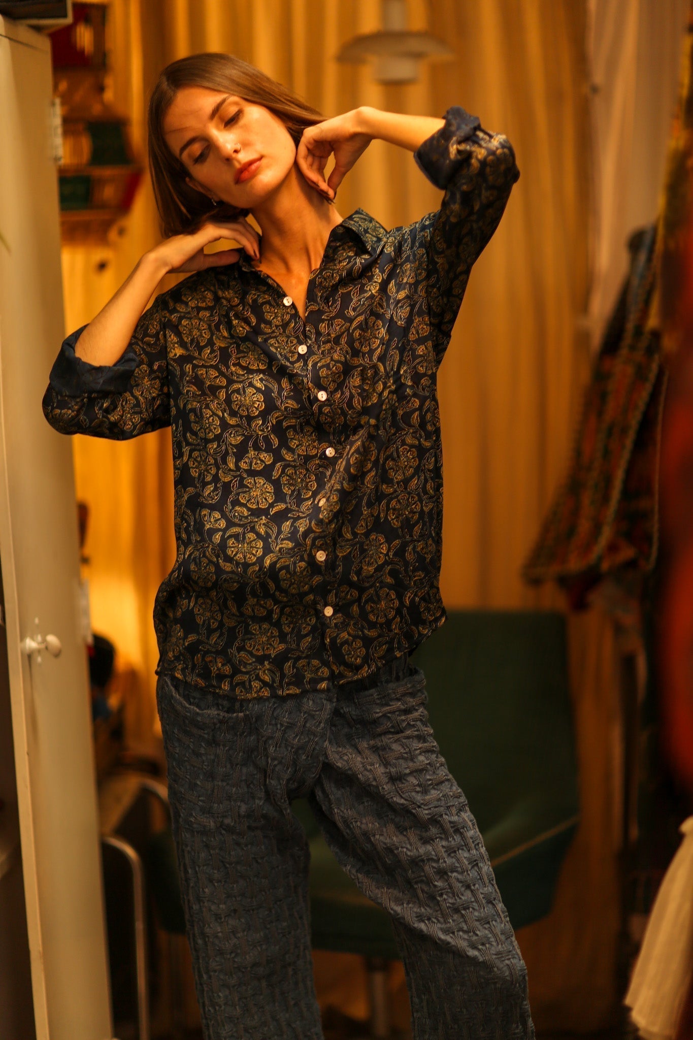 BOYFRIEND BILLIE NAVY BLUE FLOWER - MOMO STUDIO BERLIN - Berlin Concept Store - sustainable & ethical fashion