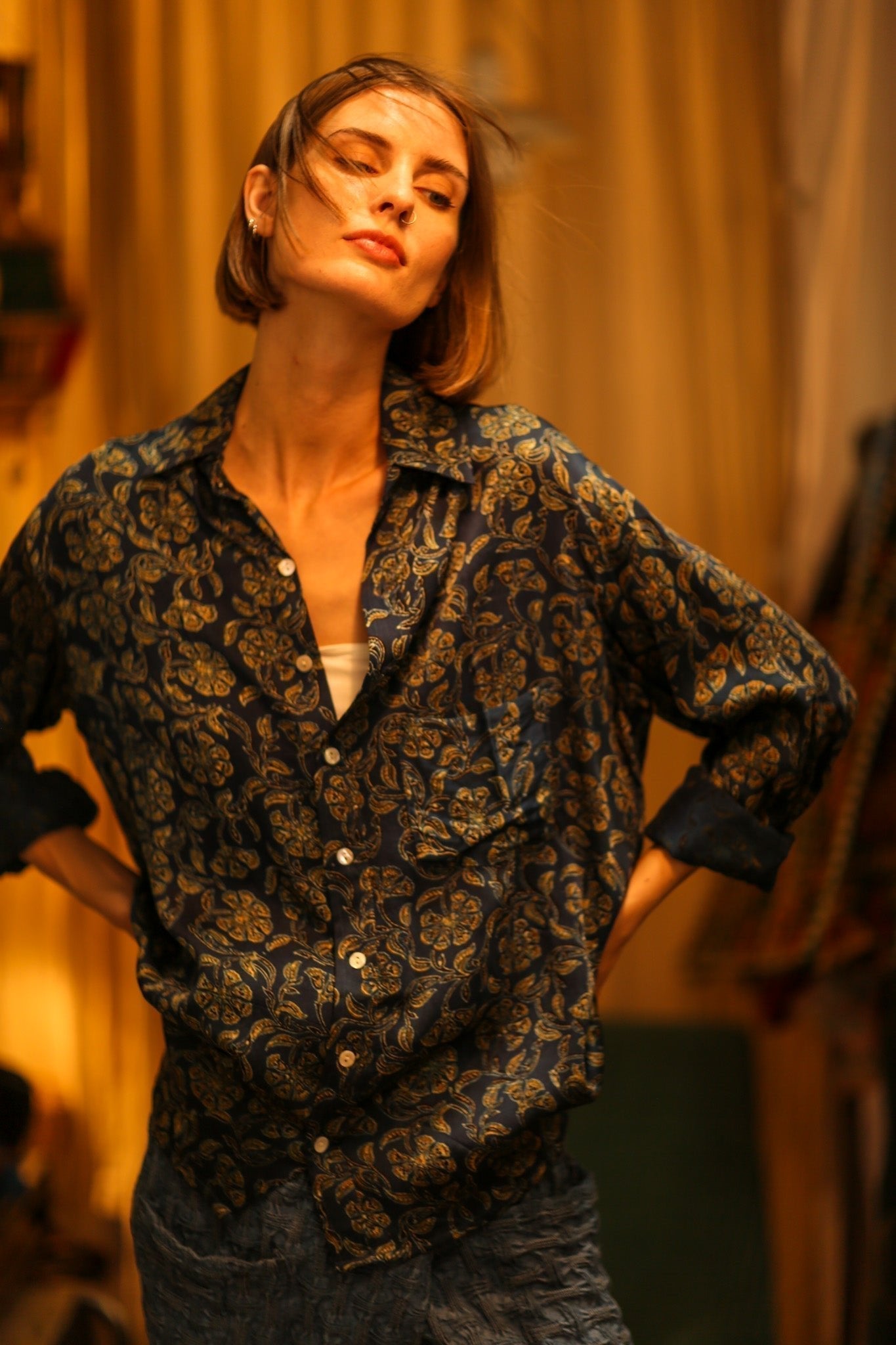 BOYFRIEND BILLIE NAVY BLUE FLOWER - MOMO STUDIO BERLIN - Berlin Concept Store - sustainable & ethical fashion