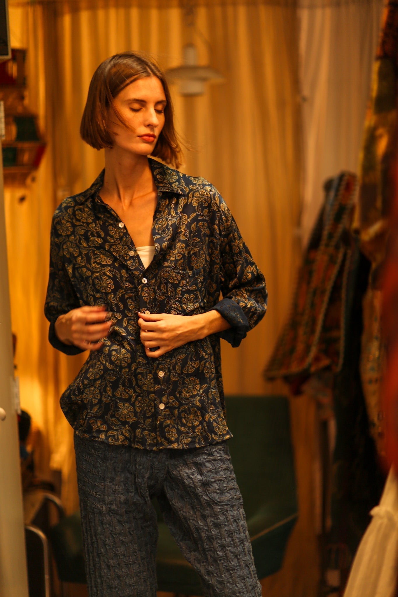 BOYFRIEND BILLIE NAVY BLUE FLOWER - MOMO STUDIO BERLIN - Berlin Concept Store - sustainable & ethical fashion