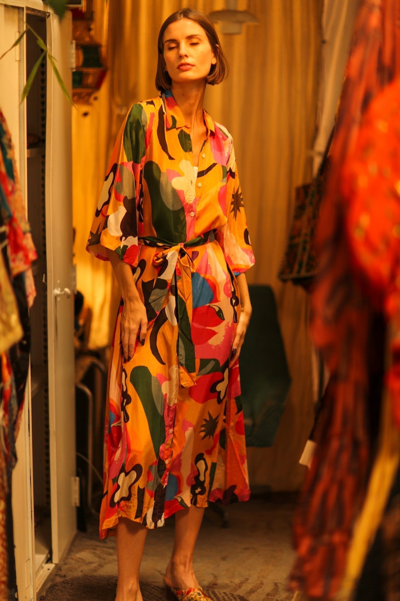 BUTTON DOWN SILK DRESS AEKI - MOMO STUDIO BERLIN - Berlin Concept Store - sustainable & ethical fashion