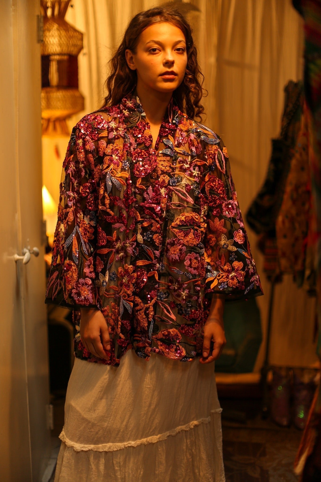 CARMEN SEQUINED EMBROIDERED SHORT KIMONO - MOMO STUDIO BERLIN - Berlin Concept Store - sustainable & ethical fashion