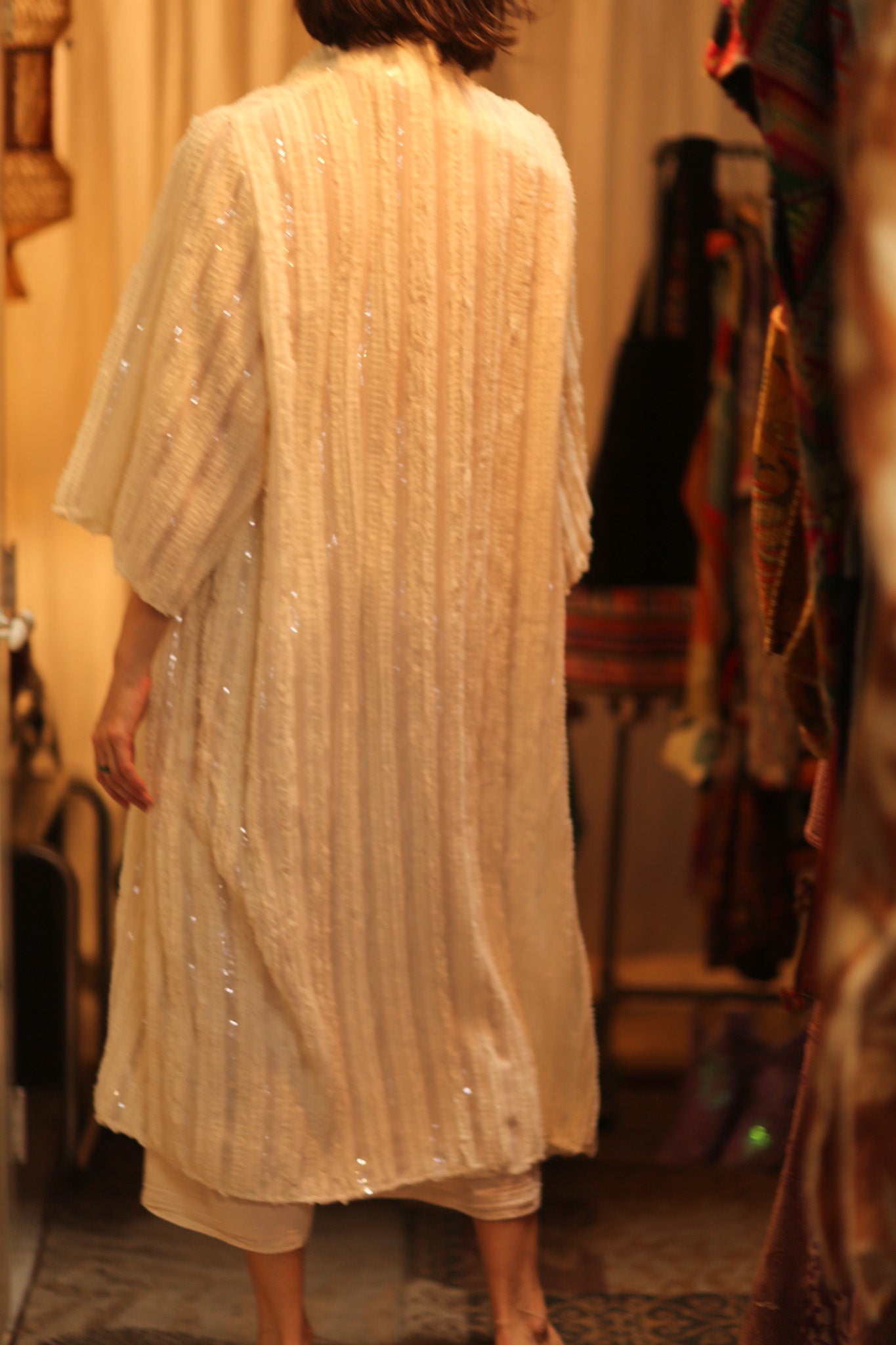 CREAM FRILL SEQUIN EMBROIDERED ISAI - MOMO STUDIO BERLIN - Berlin Concept Store - sustainable & ethical fashion