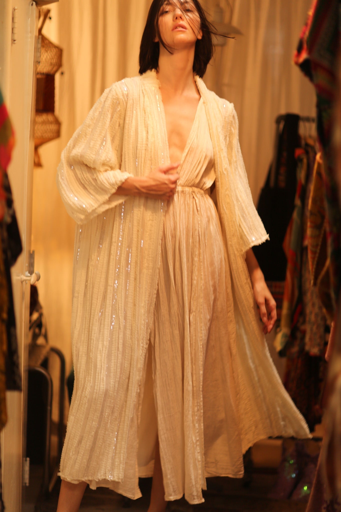 CREAM FRILL SEQUIN EMBROIDERED ISAI - MOMO STUDIO BERLIN - Berlin Concept Store - sustainable & ethical fashion