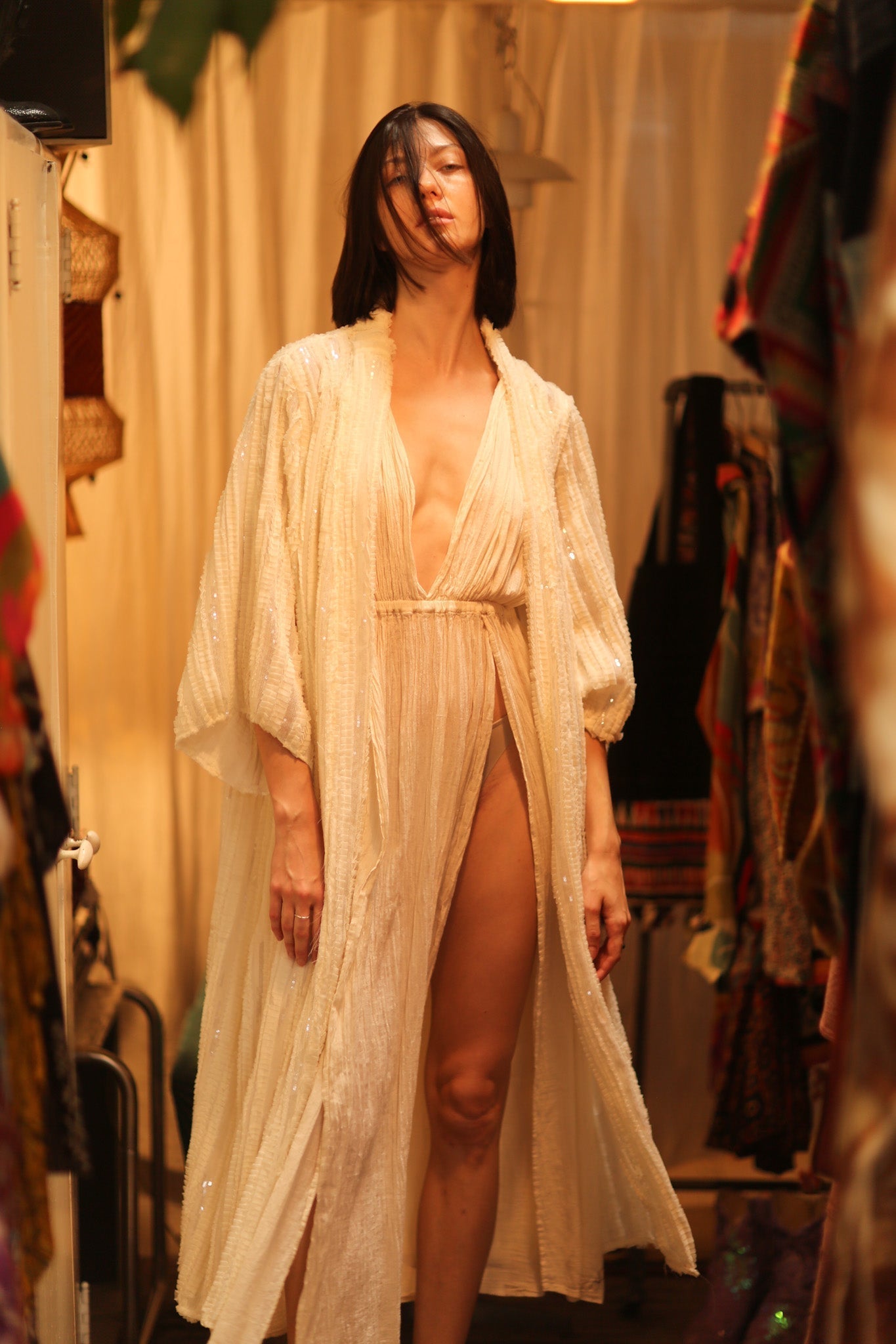 CREAM FRILL SEQUIN EMBROIDERED ISAI - MOMO STUDIO BERLIN - Berlin Concept Store - sustainable & ethical fashion
