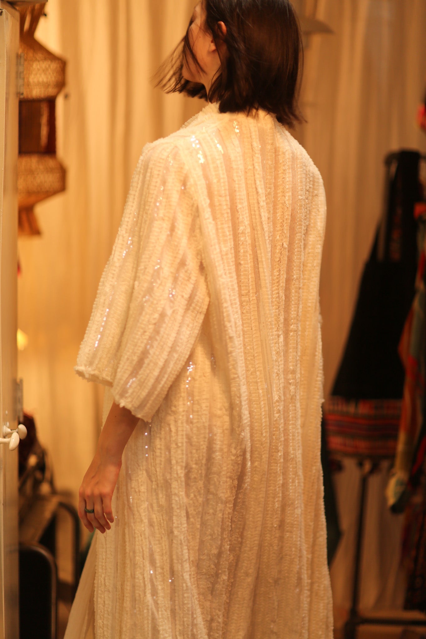 CREAM FRILL SEQUIN EMBROIDERED ISAI - MOMO STUDIO BERLIN - Berlin Concept Store - sustainable & ethical fashion