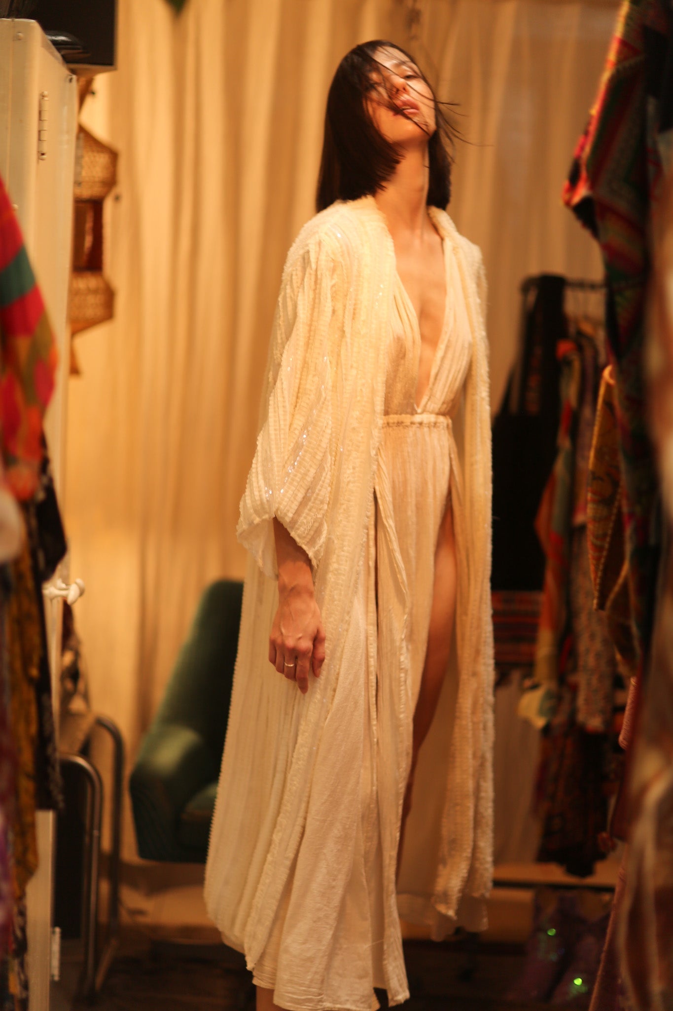 CREAM FRILL SEQUIN EMBROIDERED ISAI - MOMO STUDIO BERLIN - Berlin Concept Store - sustainable & ethical fashion