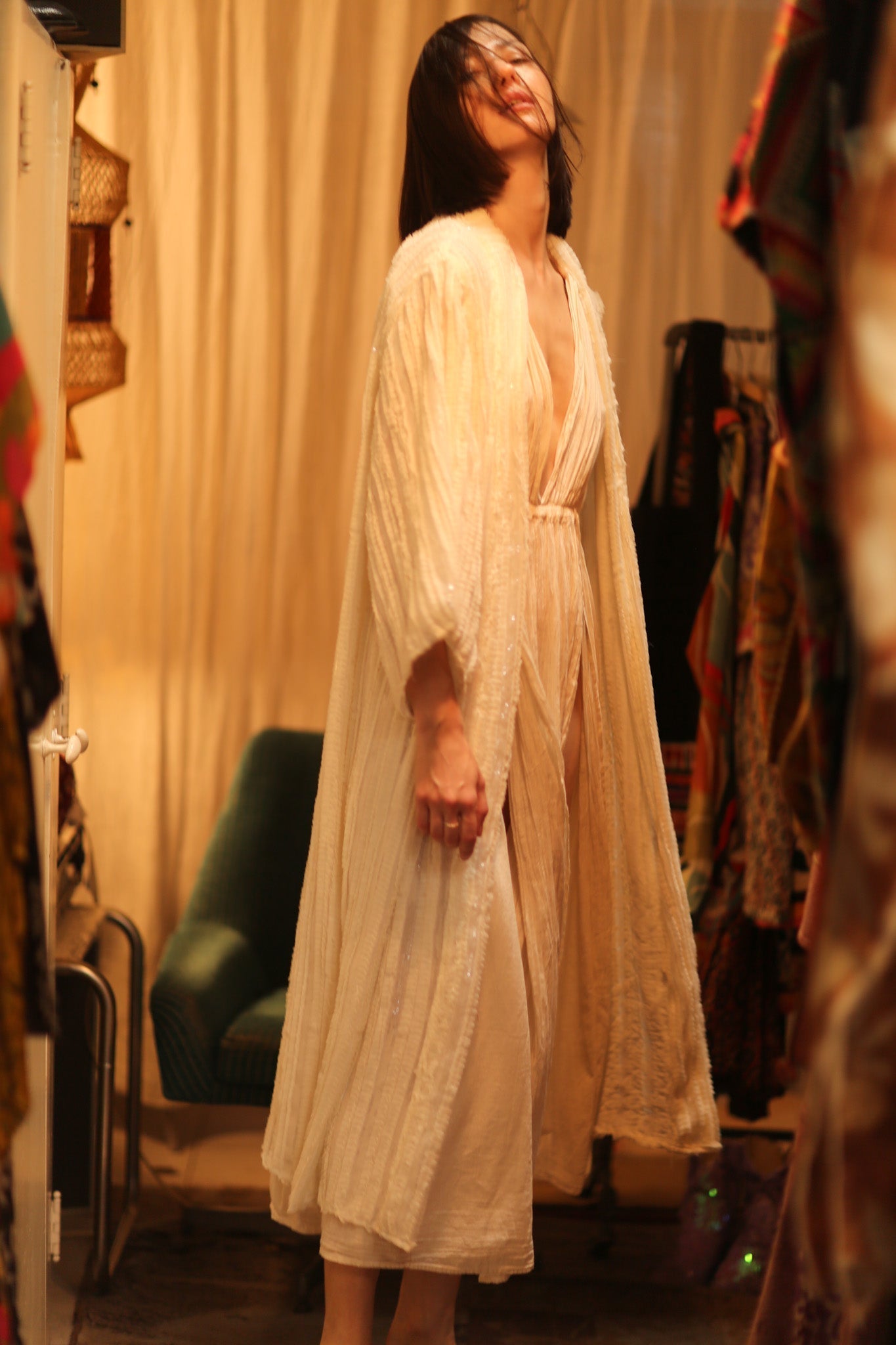 CREAM FRILL SEQUIN EMBROIDERED ISAI - MOMO STUDIO BERLIN - Berlin Concept Store - sustainable & ethical fashion