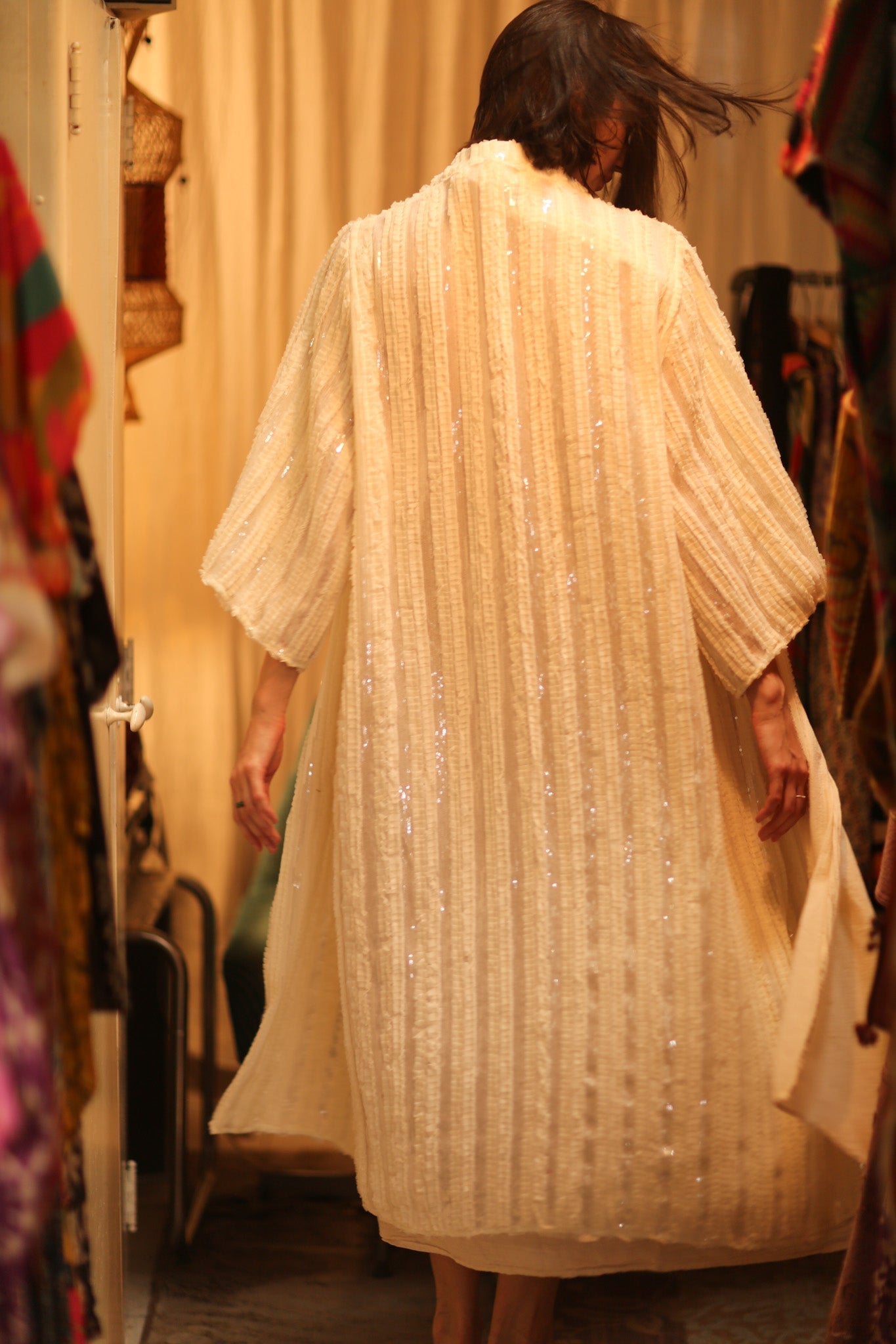 CREAM FRILL SEQUIN EMBROIDERED ISAI - MOMO STUDIO BERLIN - Berlin Concept Store - sustainable & ethical fashion