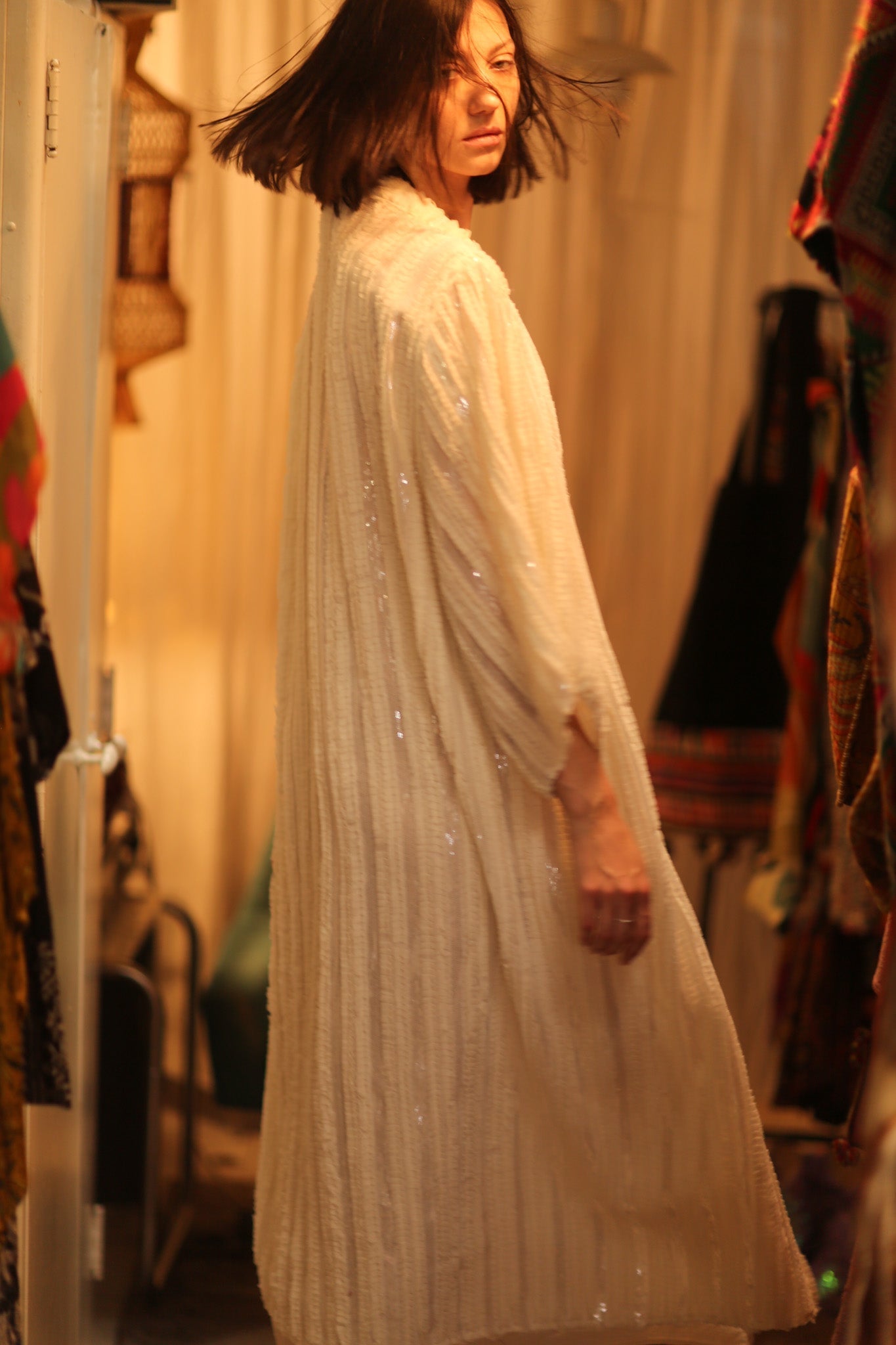 CREAM FRILL SEQUIN EMBROIDERED ISAI - MOMO STUDIO BERLIN - Berlin Concept Store - sustainable & ethical fashion