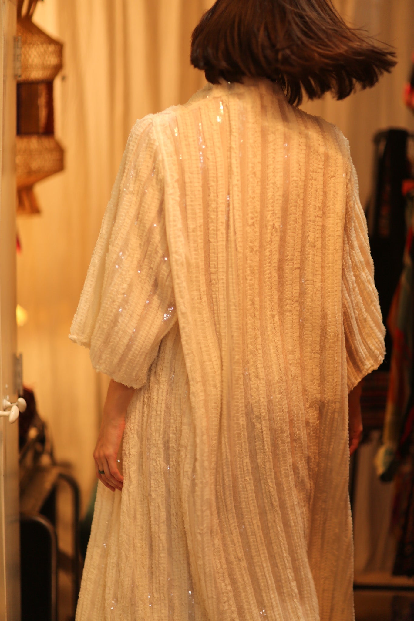 CREAM FRILL SEQUIN EMBROIDERED ISAI - MOMO STUDIO BERLIN - Berlin Concept Store - sustainable & ethical fashion
