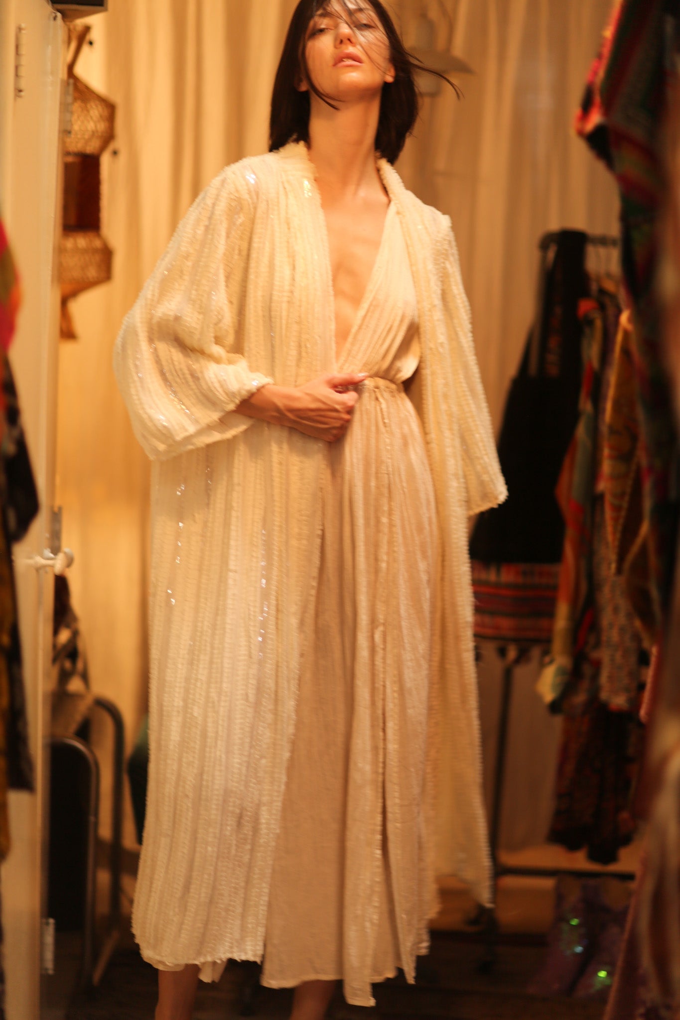 CREAM FRILL SEQUIN EMBROIDERED ISAI - MOMO STUDIO BERLIN - Berlin Concept Store - sustainable & ethical fashion