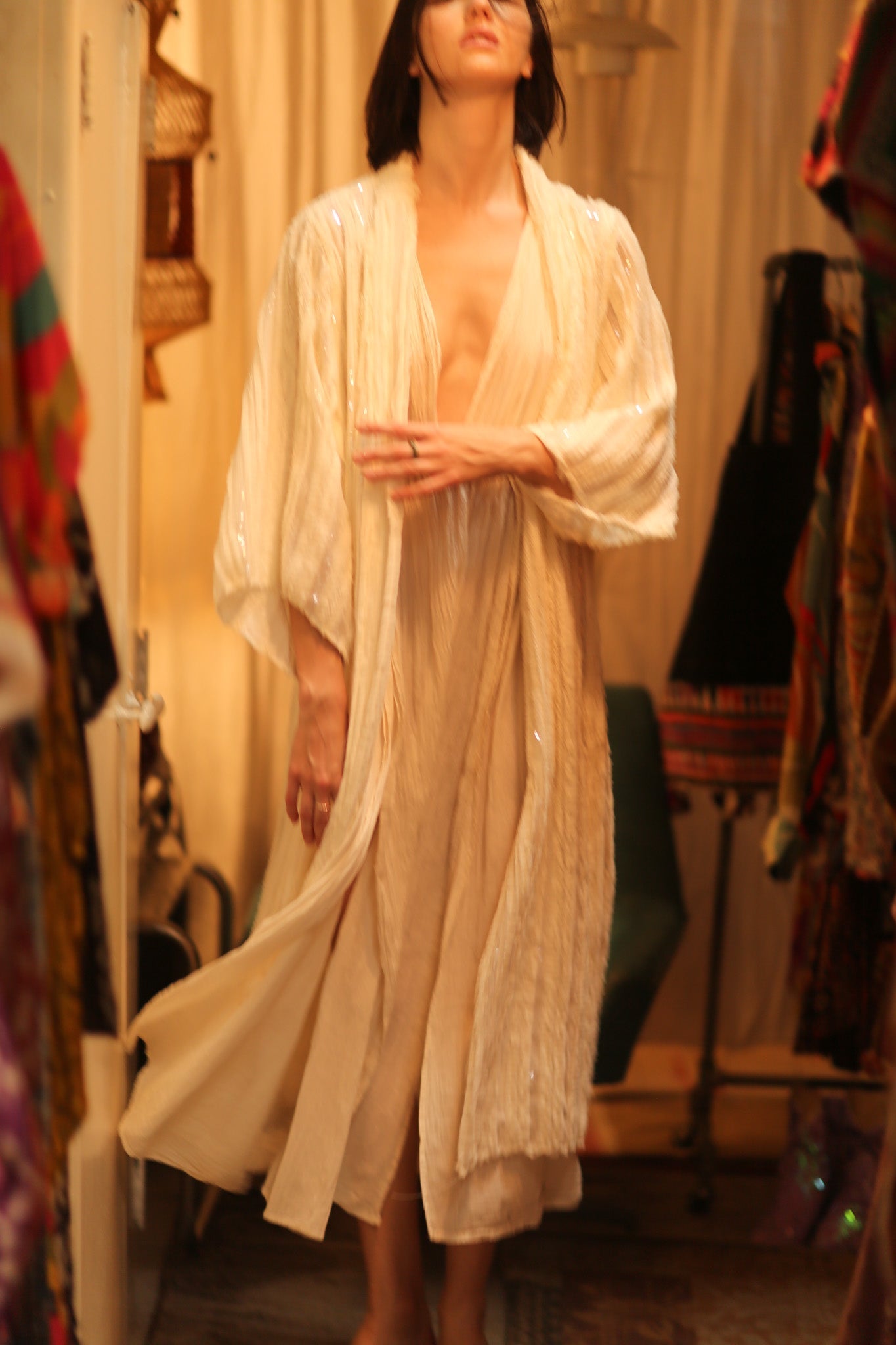 CREAM FRILL SEQUIN EMBROIDERED ISAI - MOMO STUDIO BERLIN - Berlin Concept Store - sustainable & ethical fashion