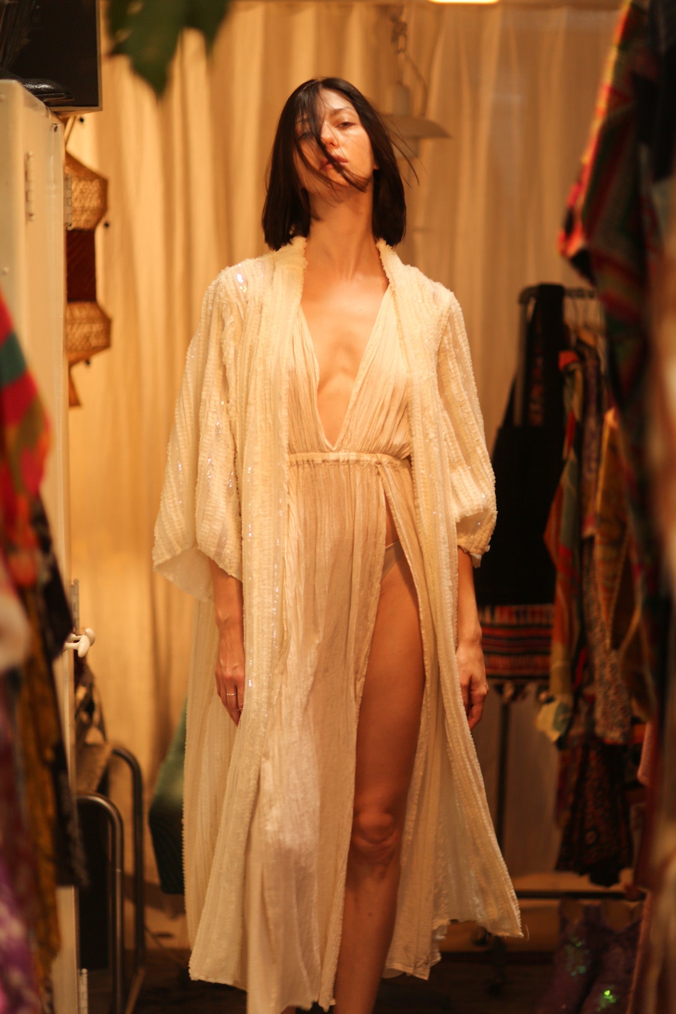 CREAM FRILL SEQUIN EMBROIDERED ISAI - MOMO STUDIO BERLIN - Berlin Concept Store - sustainable & ethical fashion