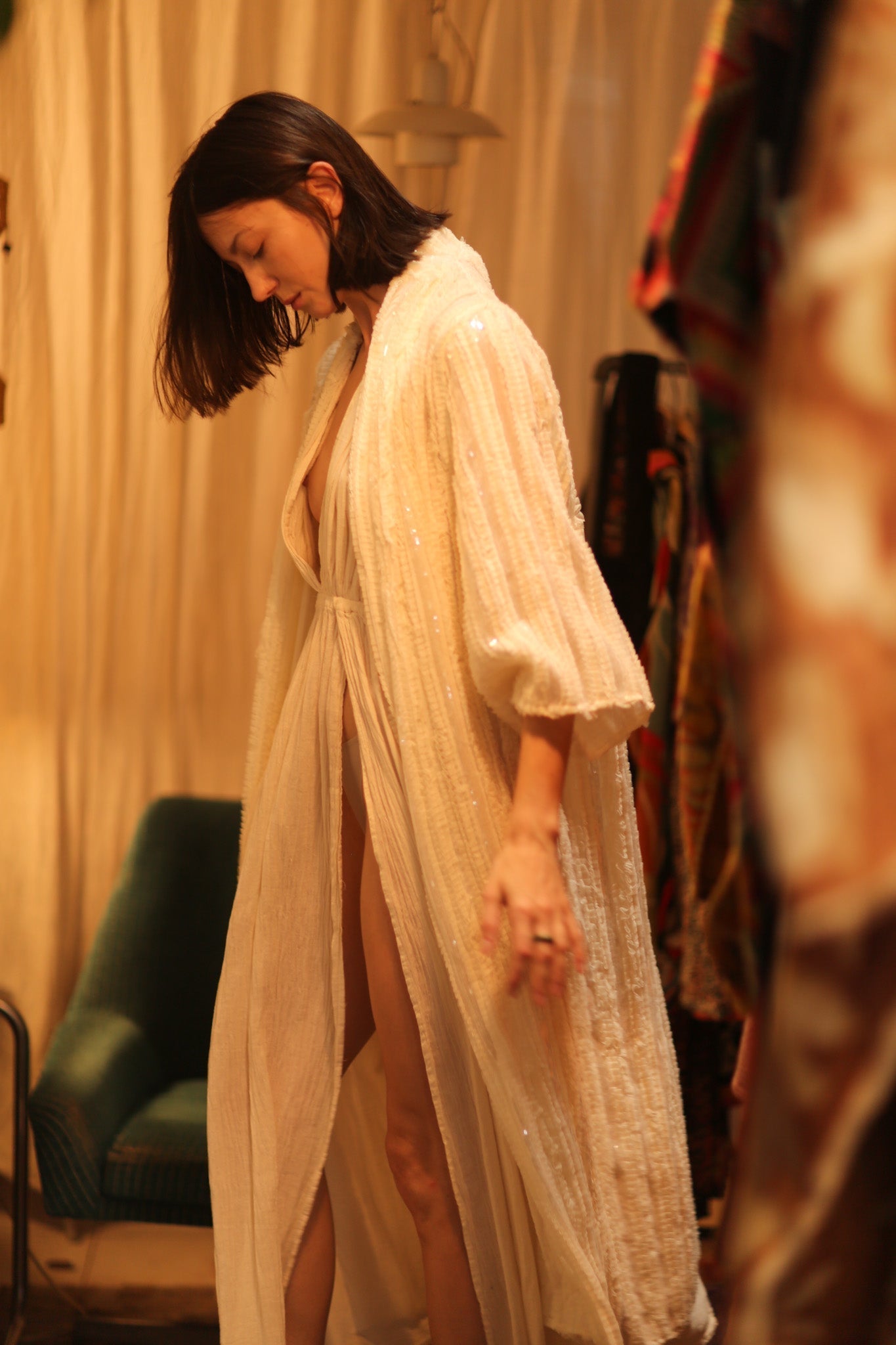 CREAM FRILL SEQUIN EMBROIDERED ISAI - MOMO STUDIO BERLIN - Berlin Concept Store - sustainable & ethical fashion