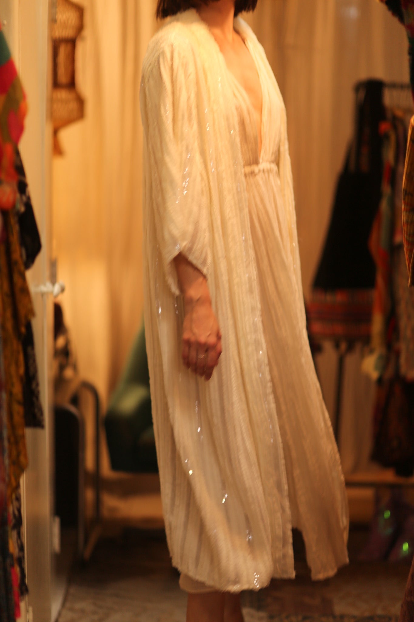 CREAM FRILL SEQUIN EMBROIDERED ISAI - MOMO STUDIO BERLIN - Berlin Concept Store - sustainable & ethical fashion