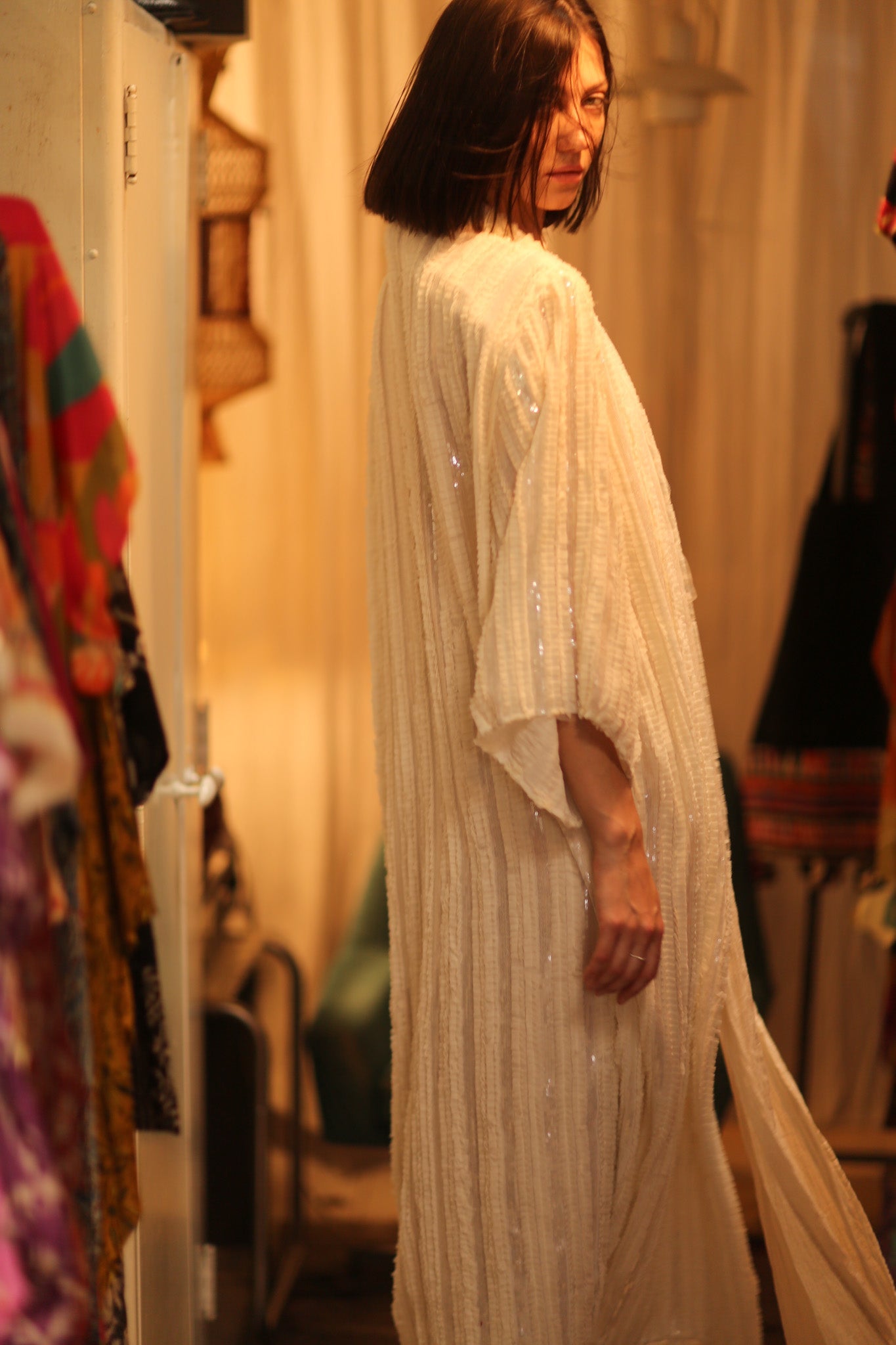 CREAM FRILL SEQUIN EMBROIDERED ISAI - MOMO STUDIO BERLIN - Berlin Concept Store - sustainable & ethical fashion