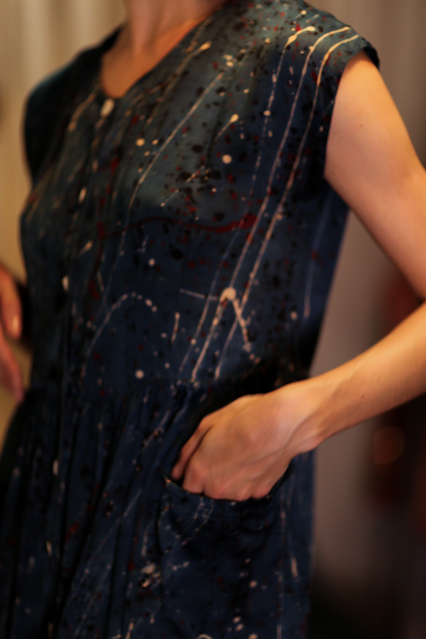 EDITH SILK DRESS BLUE PAINTER - MOMO STUDIO BERLIN - Berlin Concept Store - sustainable & ethical fashion