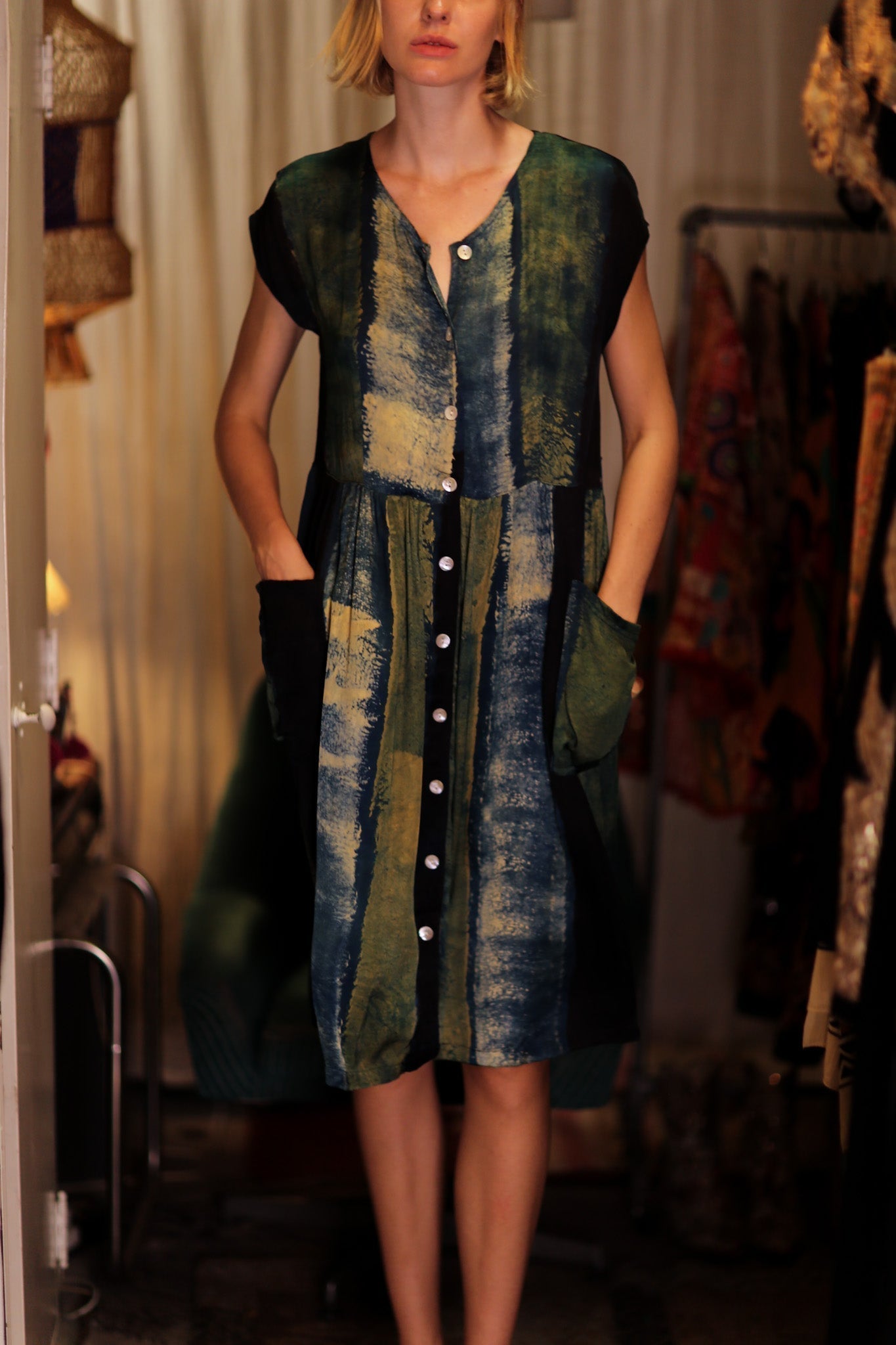 EDITH SILK DRESS BLUE STRIPE - MOMO STUDIO BERLIN - Berlin Concept Store - sustainable & ethical fashion