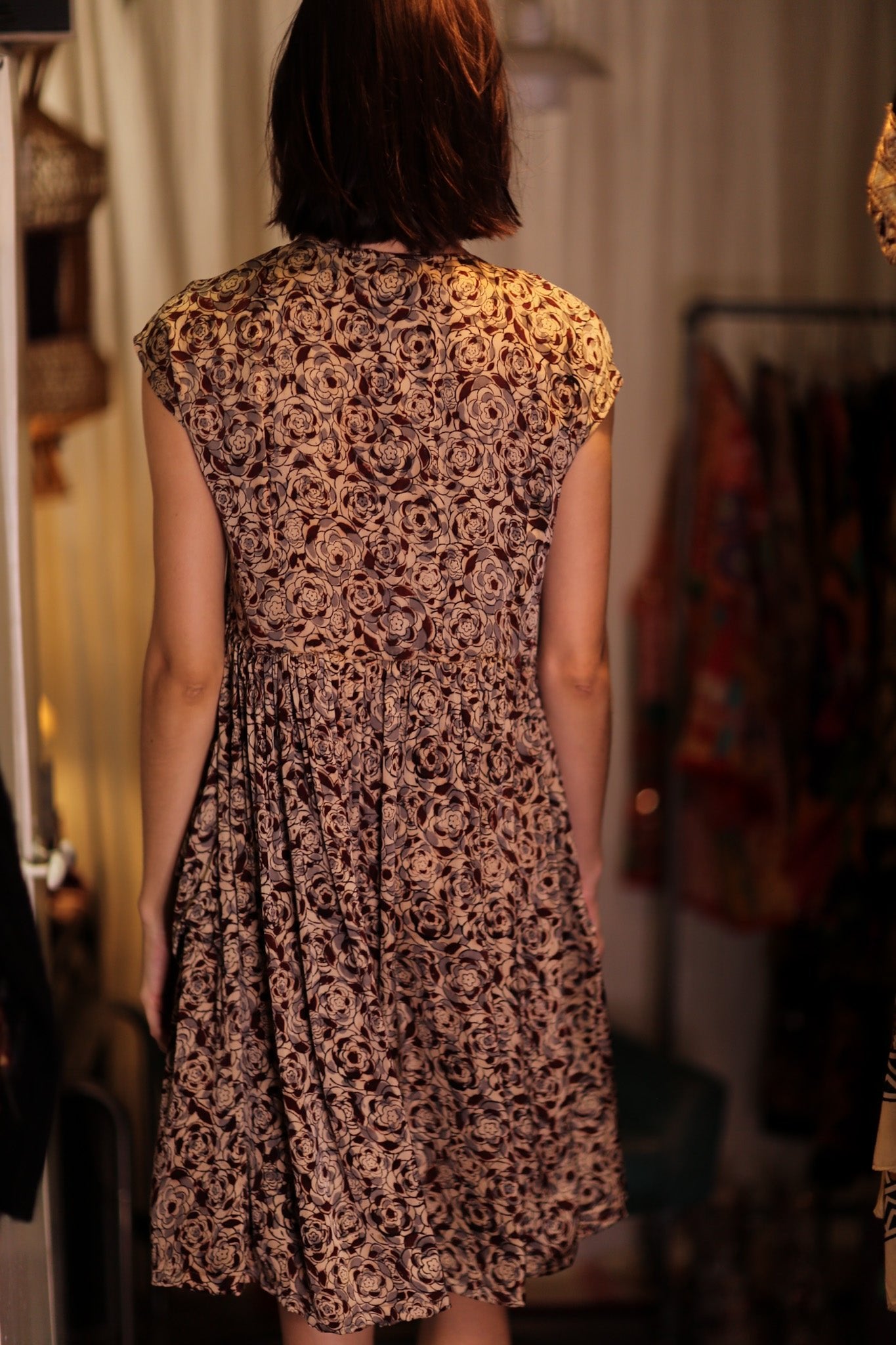 EDITH SILK DRESS GREY FLORAL - MOMO STUDIO BERLIN - Berlin Concept Store - sustainable & ethical fashion