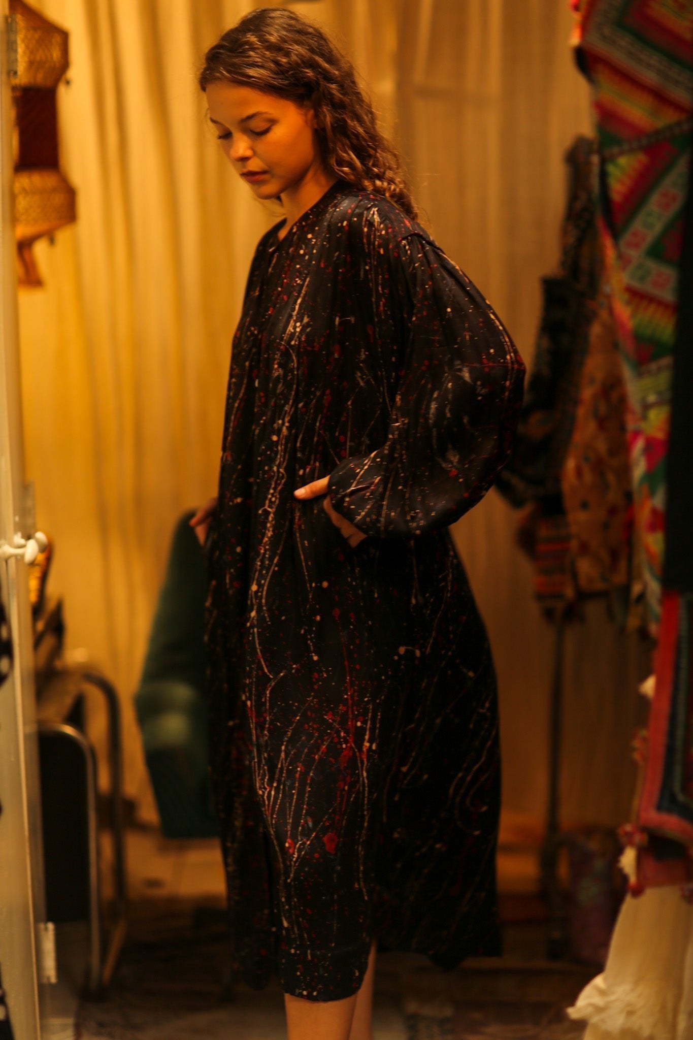ELIZABETH SILK DRESS BLACK POLLOCK - MOMO STUDIO BERLIN - Berlin Concept Store - sustainable & ethical fashion